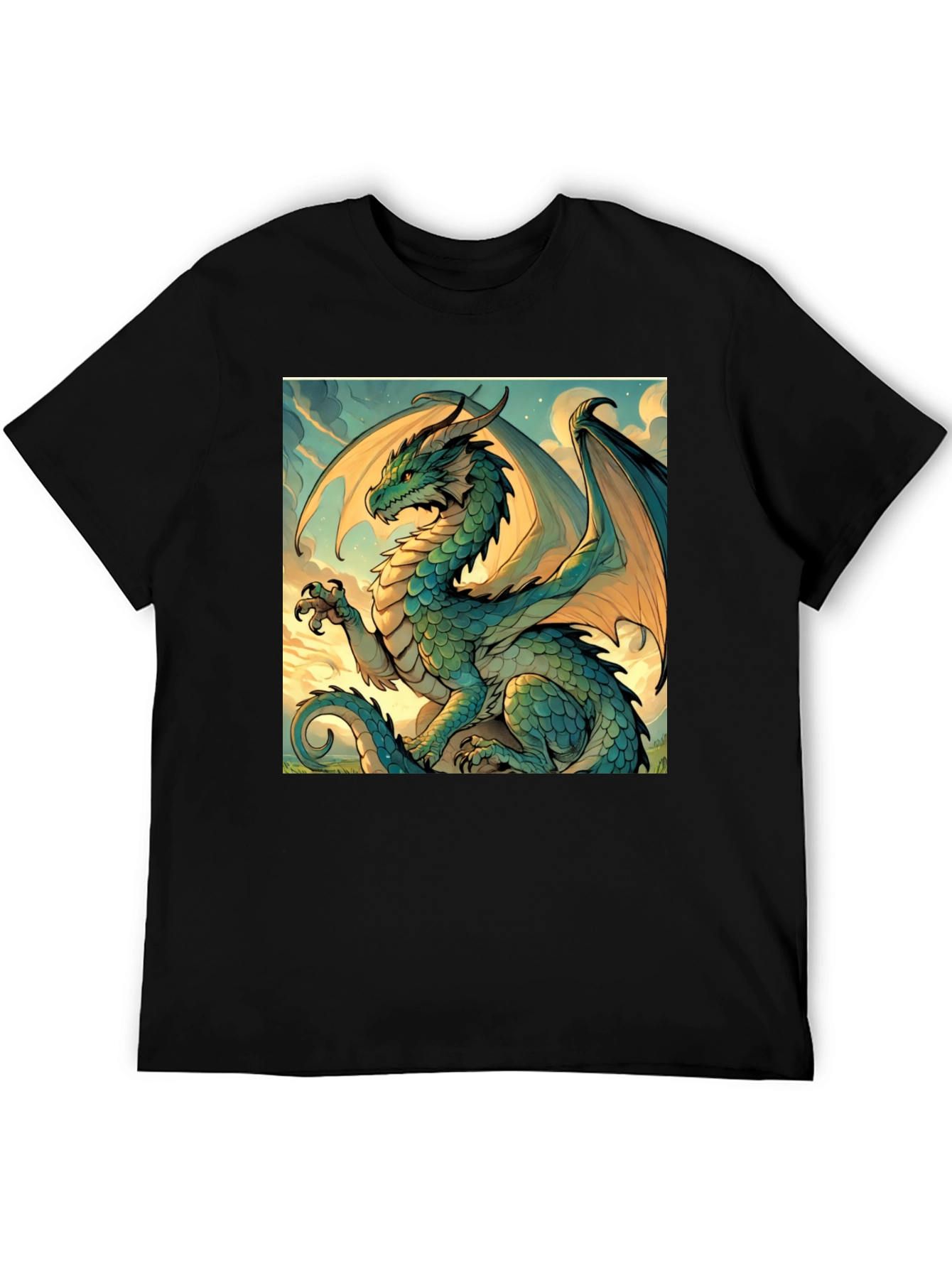 Black Dragon Graphic Tee - Mythical Creature Art Shirt view 5