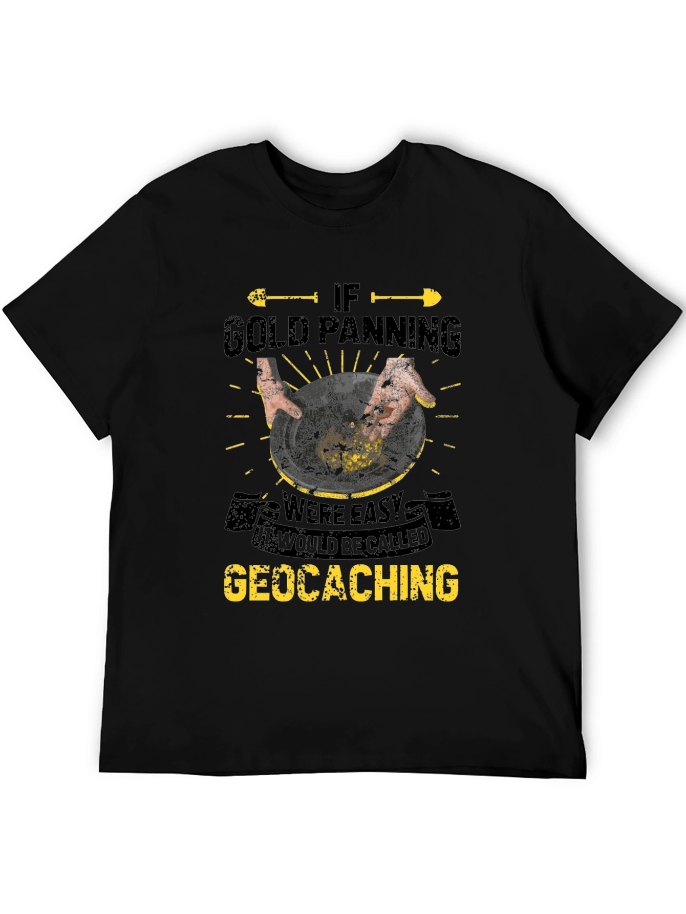 Black Gold Panning Geocaching Graphic Tee view 5