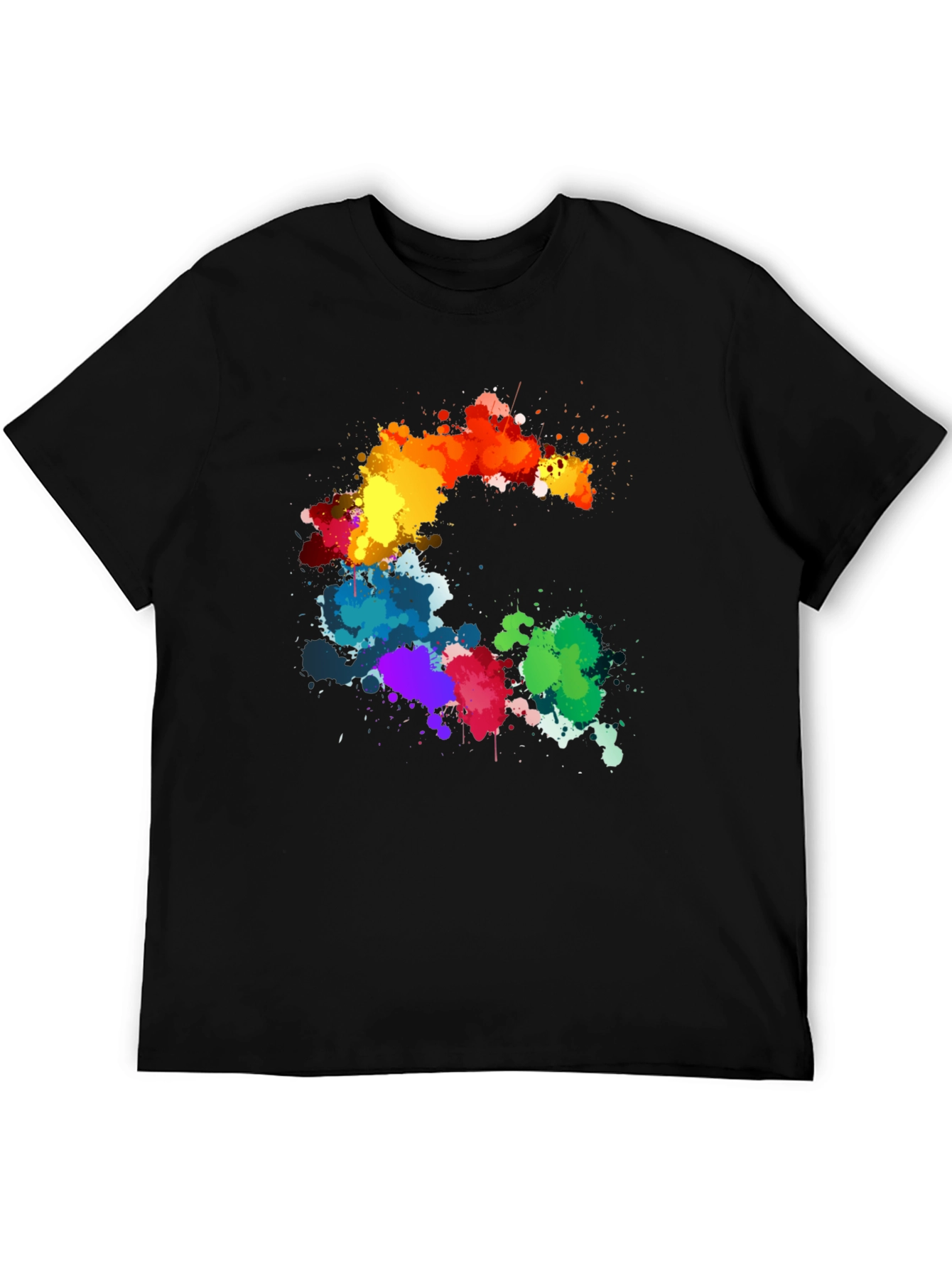 Black Rainbow Splatter Graphic Black T-Shirt view 5