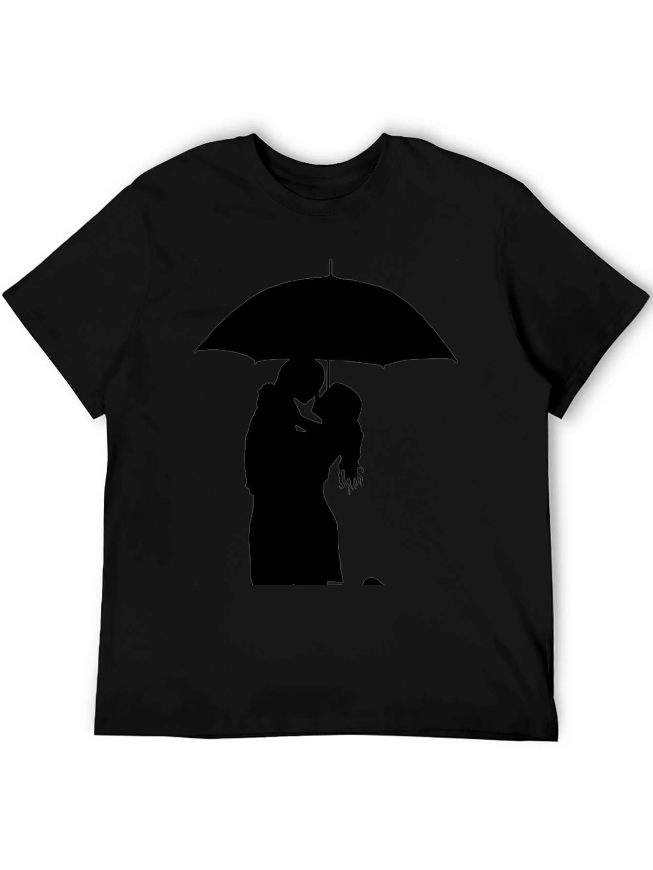 Black Romantic Silhouette T-Shirt - Under the Umbrella view 5