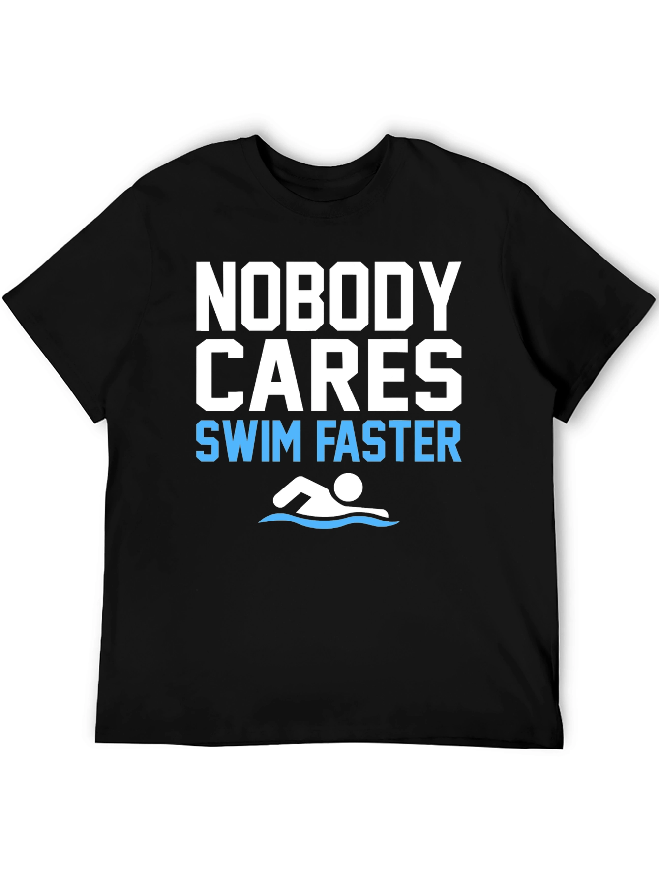 Black Funny Swim Faster Graphic T-Shirt view 5
