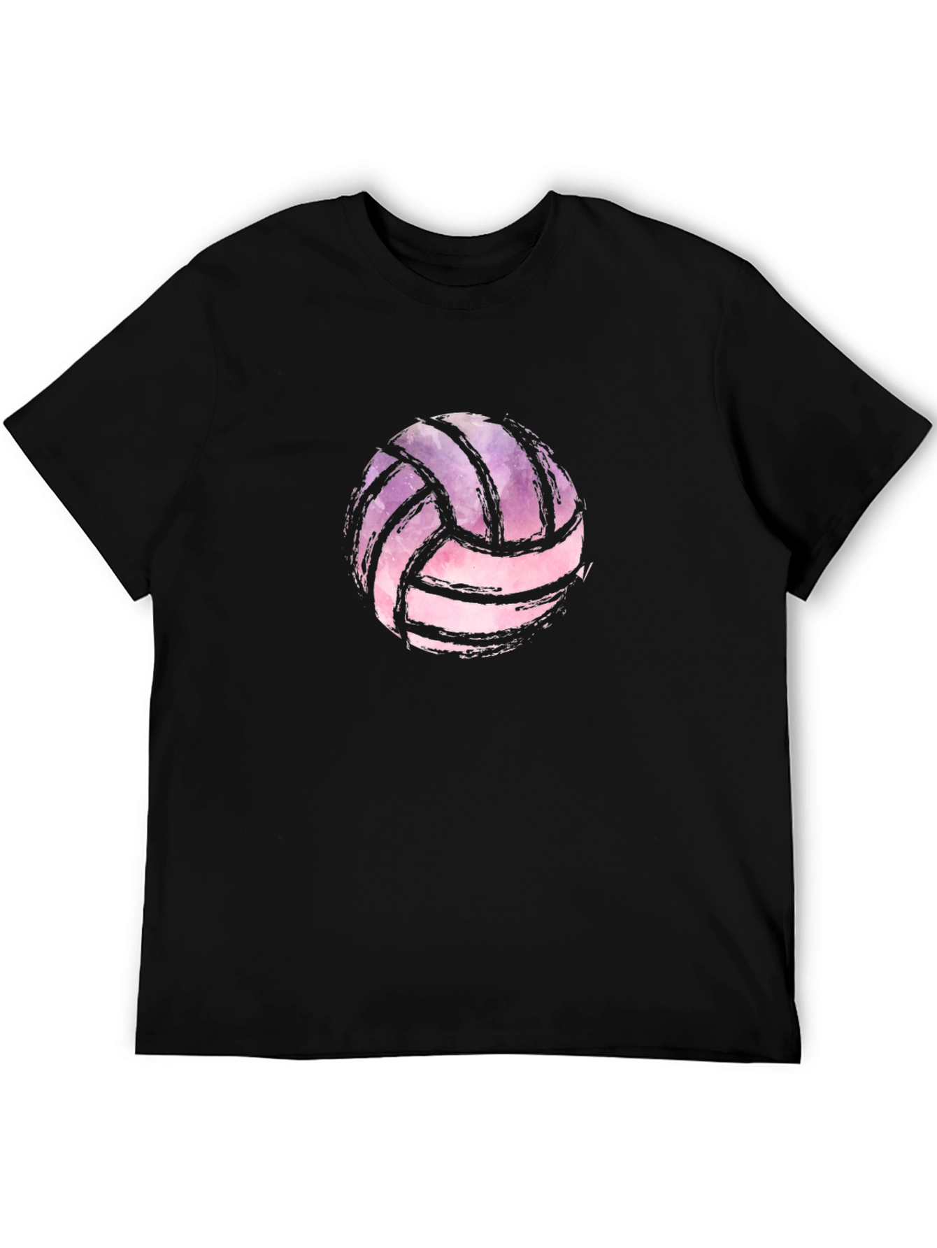 Black Watercolor Volleyball Graphic Black T-Shirt view 5