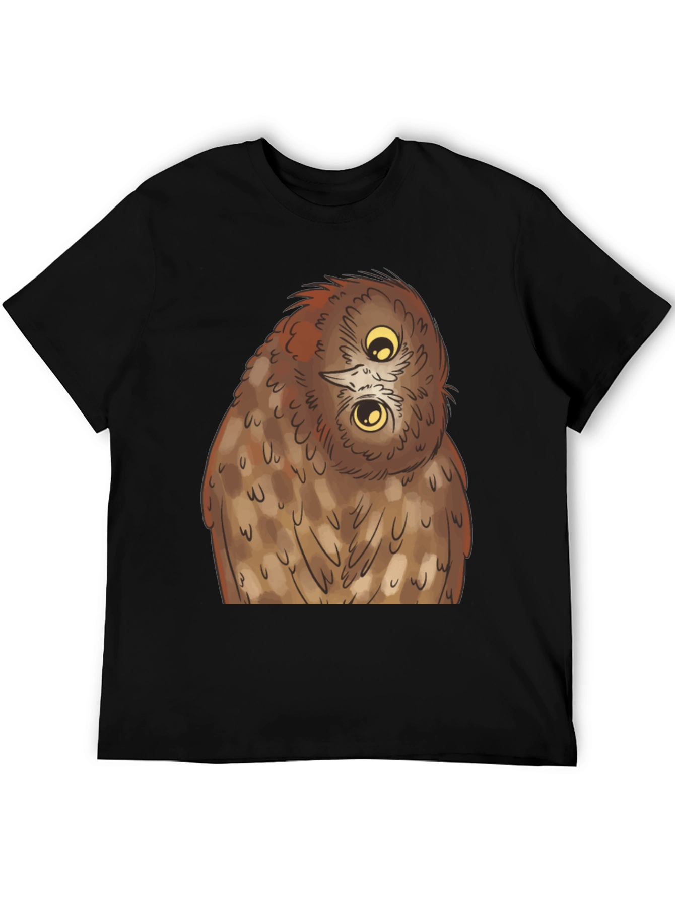 Black Owl Graphic Tee - Quirky Black T-Shirt view 5