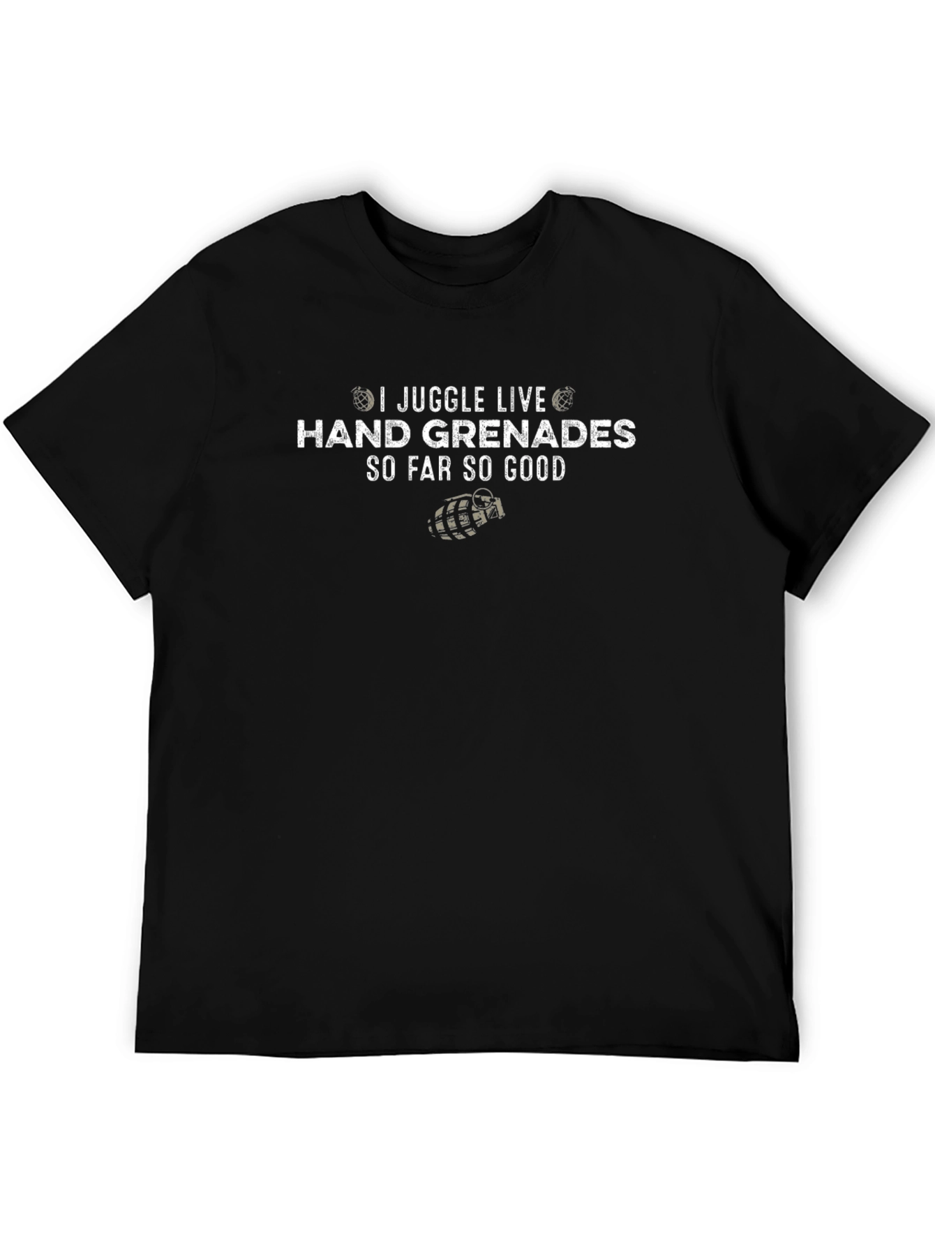 Black I Juggle Live Hand Grenades T-Shirt Funny Graphic Tee view 5