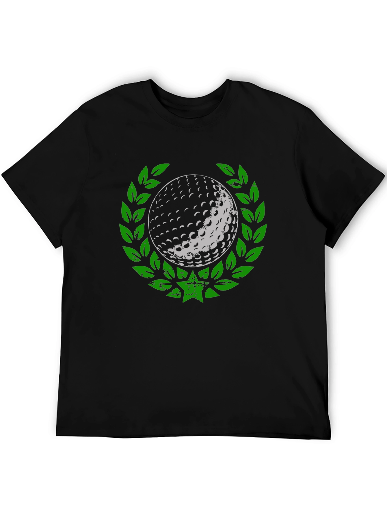 Black Golf Ball Laurel Wreath Graphic T-Shirt view 5