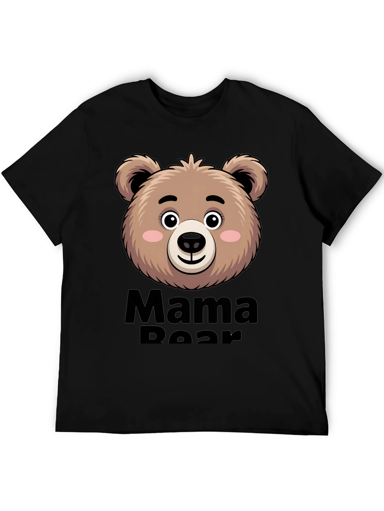 Black Mama Bear T-Shirt Cute Bear Face view 5