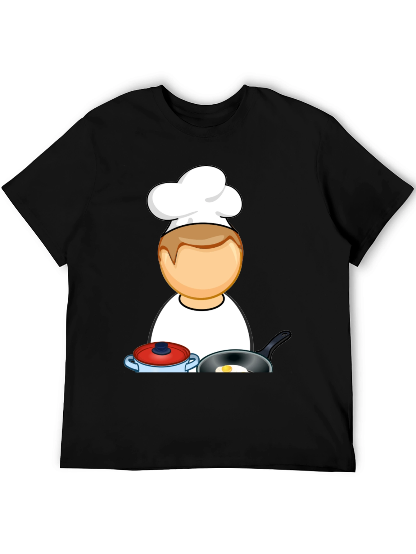 Chef Cartoon Black T-Shirt - Cooking Fun! - 5