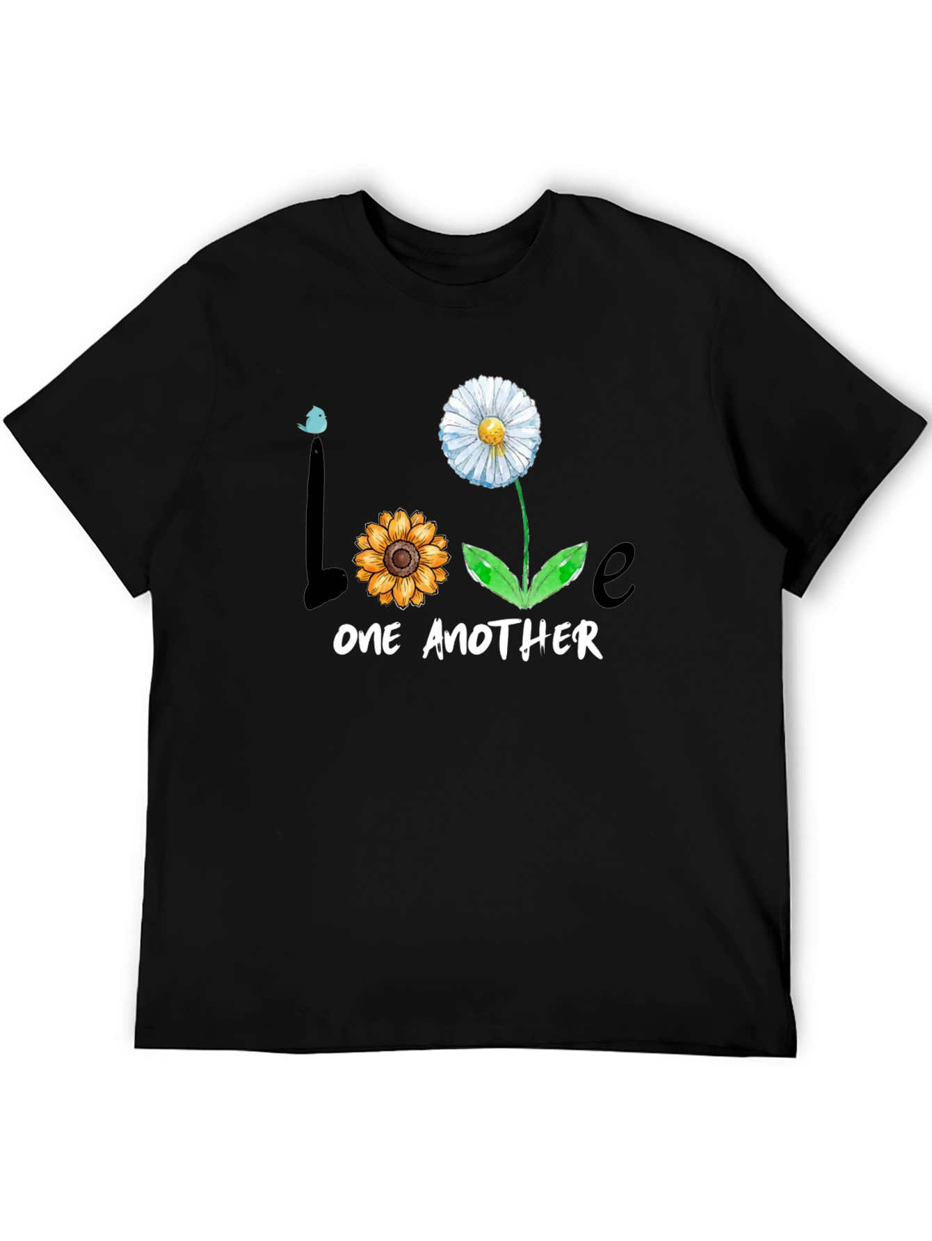 Black Love One Another Floral Graphic Tee - Black view 5
