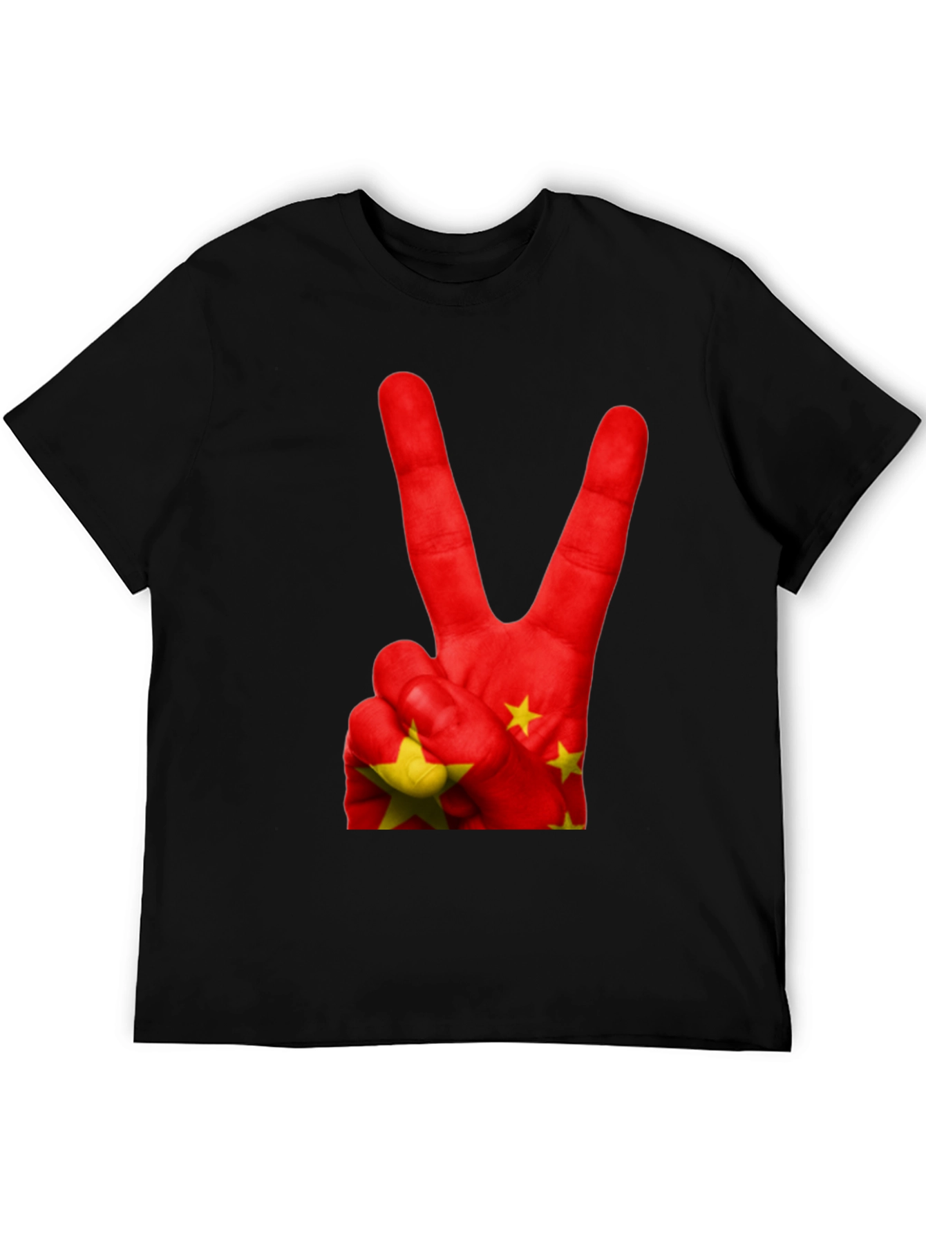 Black China Flag Peace Sign Graphic T-Shirt view 5