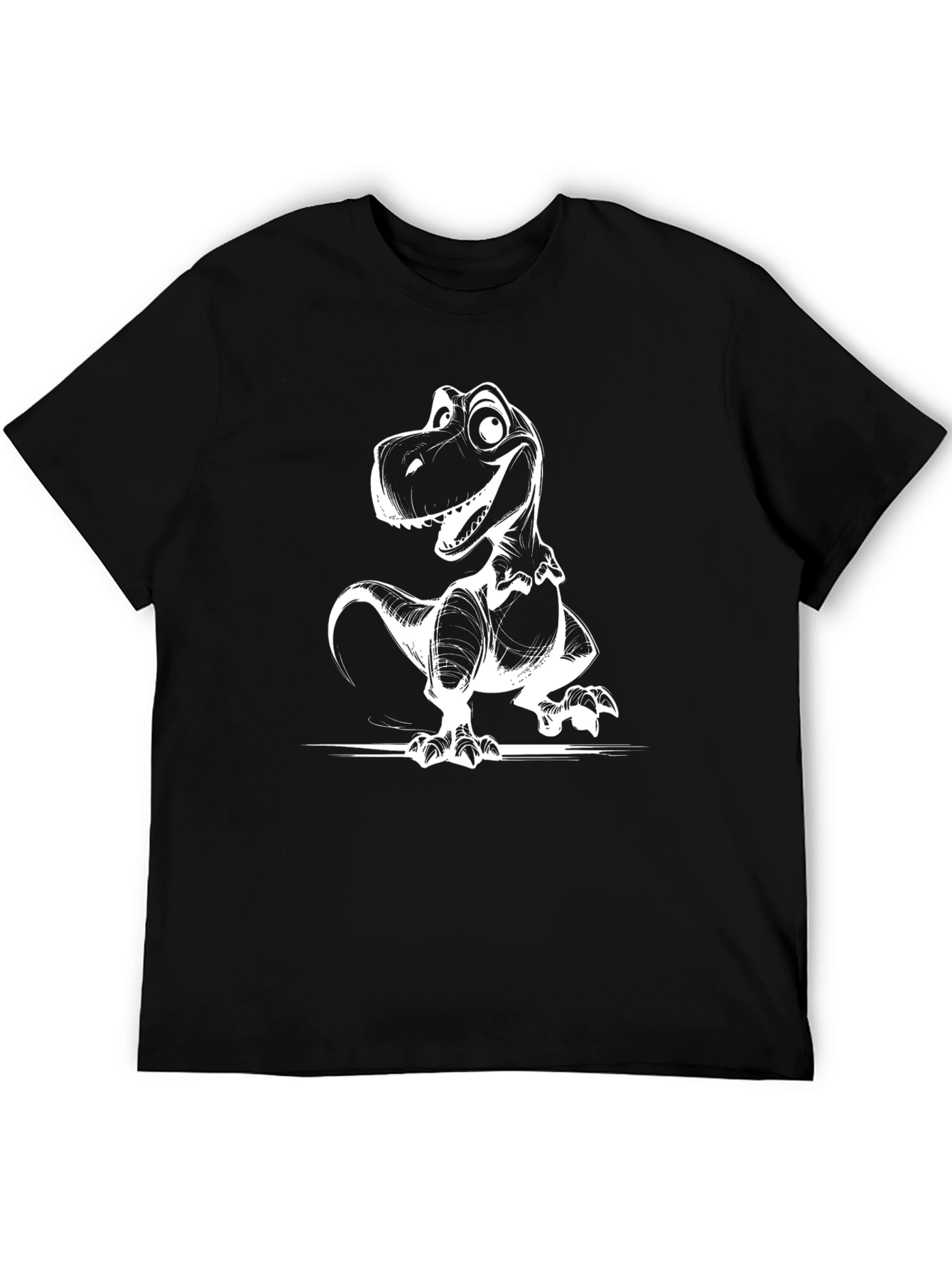 Black Dino T-Shirt - Cartoon Dinosaur Graphic Tee view 5