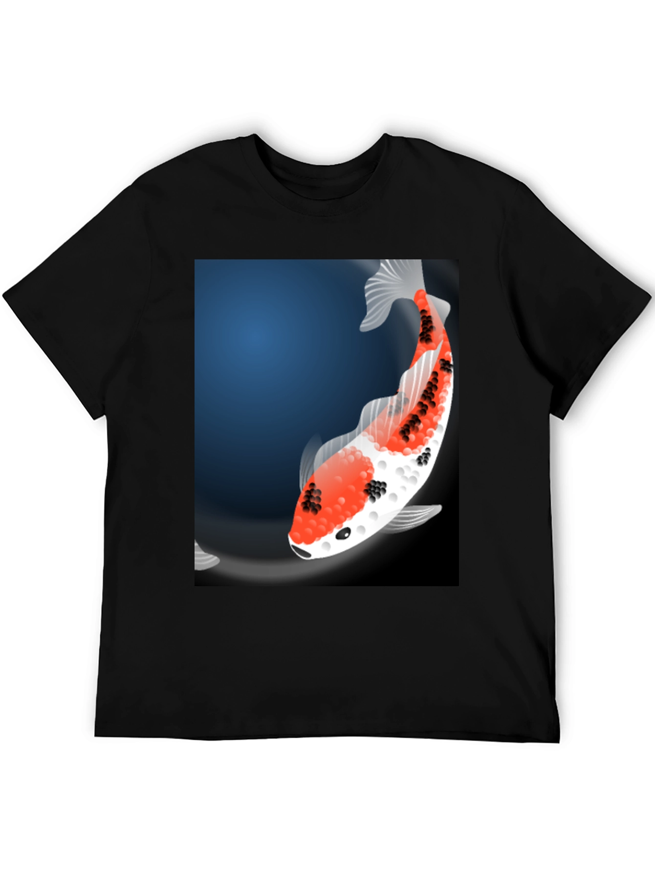 Black Koi Fish Graphic Tee - Black Casual T-Shirt view 5