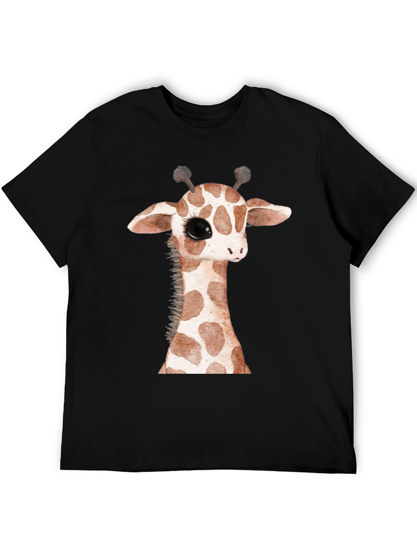 Black Cute Giraffe Graphic Print Black T-Shirt view 5