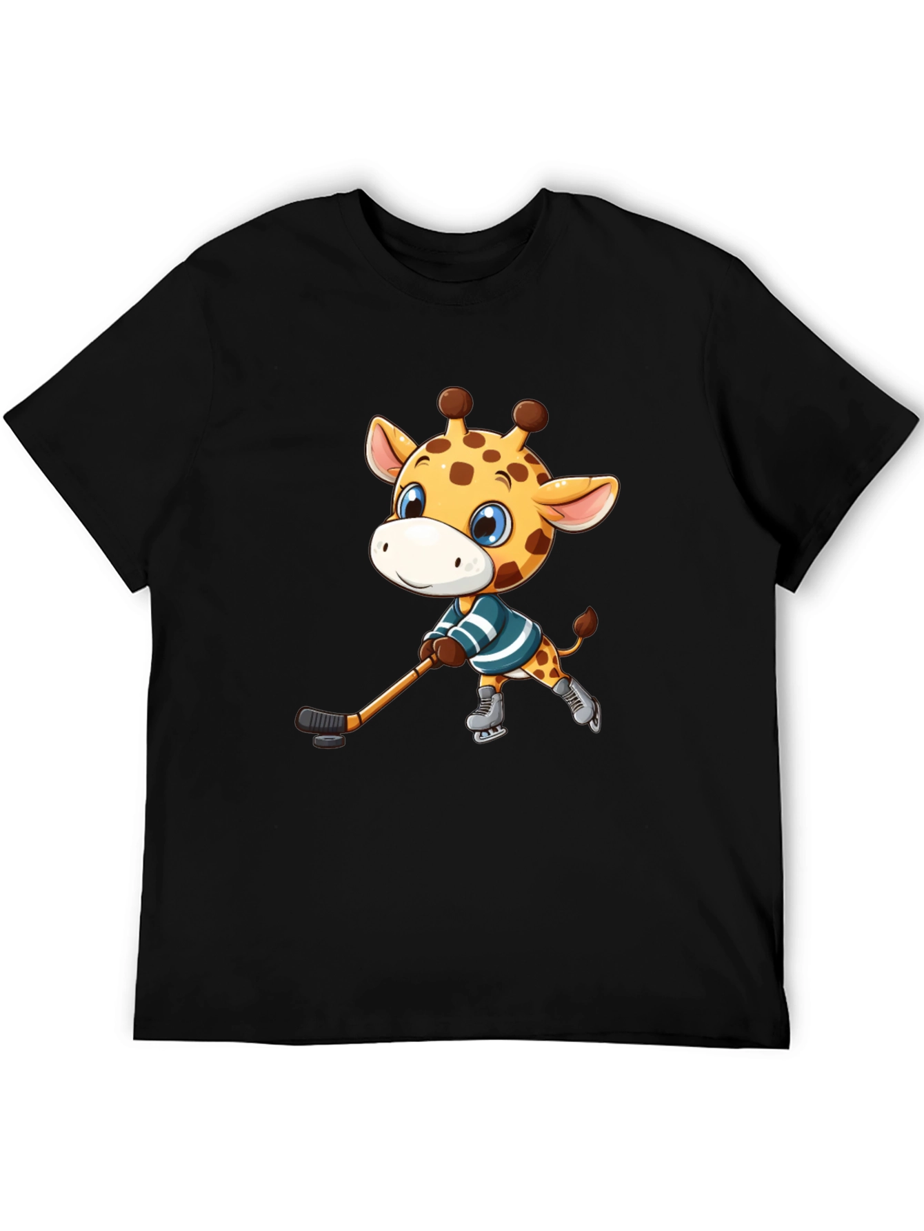 Black Giraffe Hockey Player Graphic Tee view 5