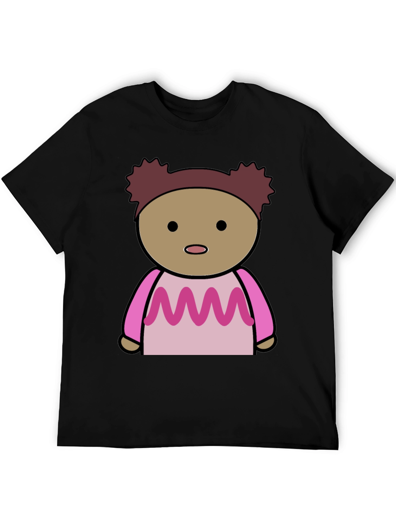 Black Cartoon Character Graphic Tee - Black Cotton Blend view 5