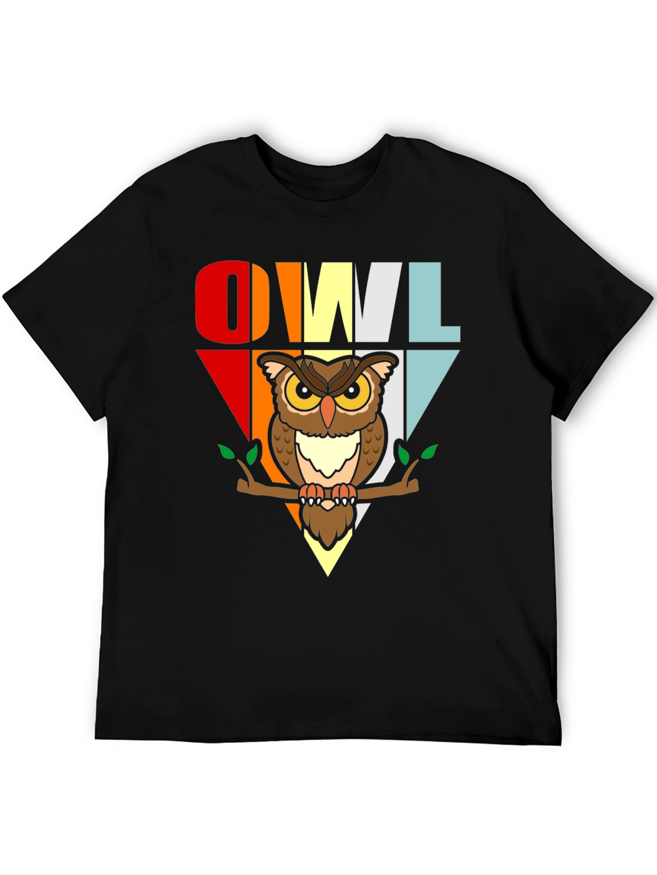Black Retro Owl T-Shirt - Cute Bird Graphic Tee view 5