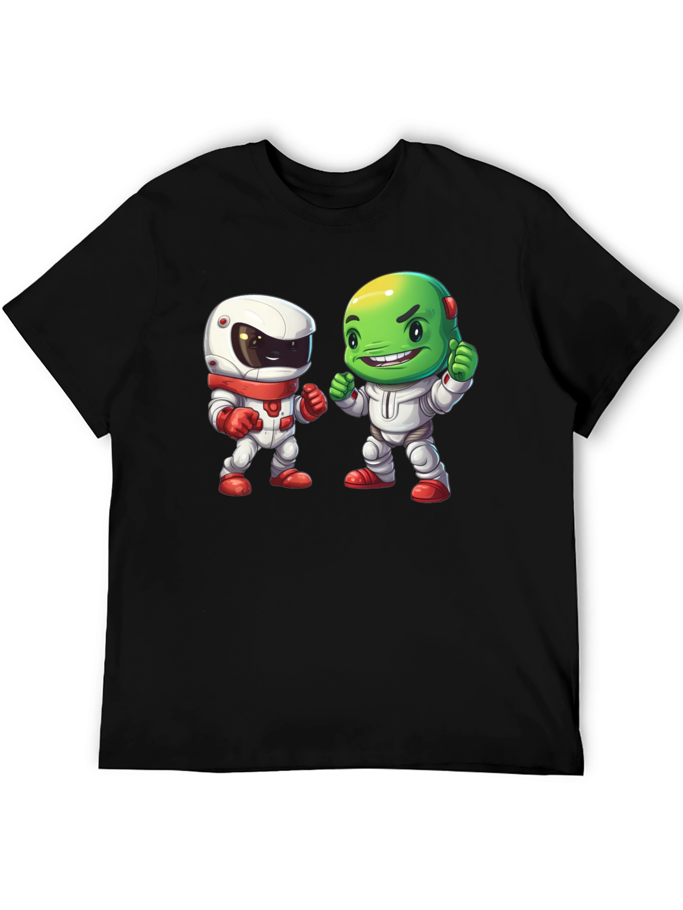 Black Cartoon Astronauts Black T-Shirt view 5