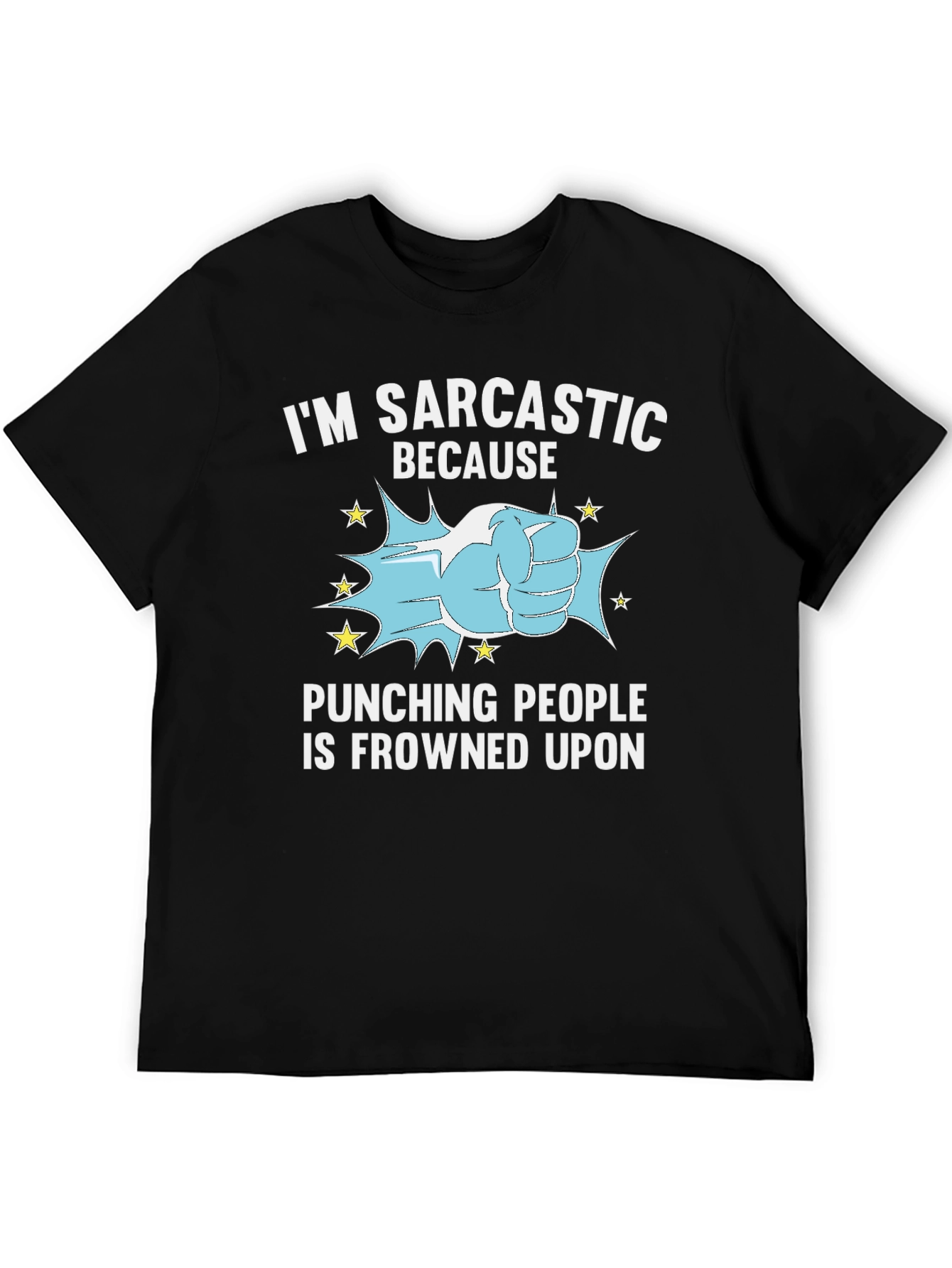 Black Sarcastic Punch T-Shirt: Funny Graphic Tee for Men view 5