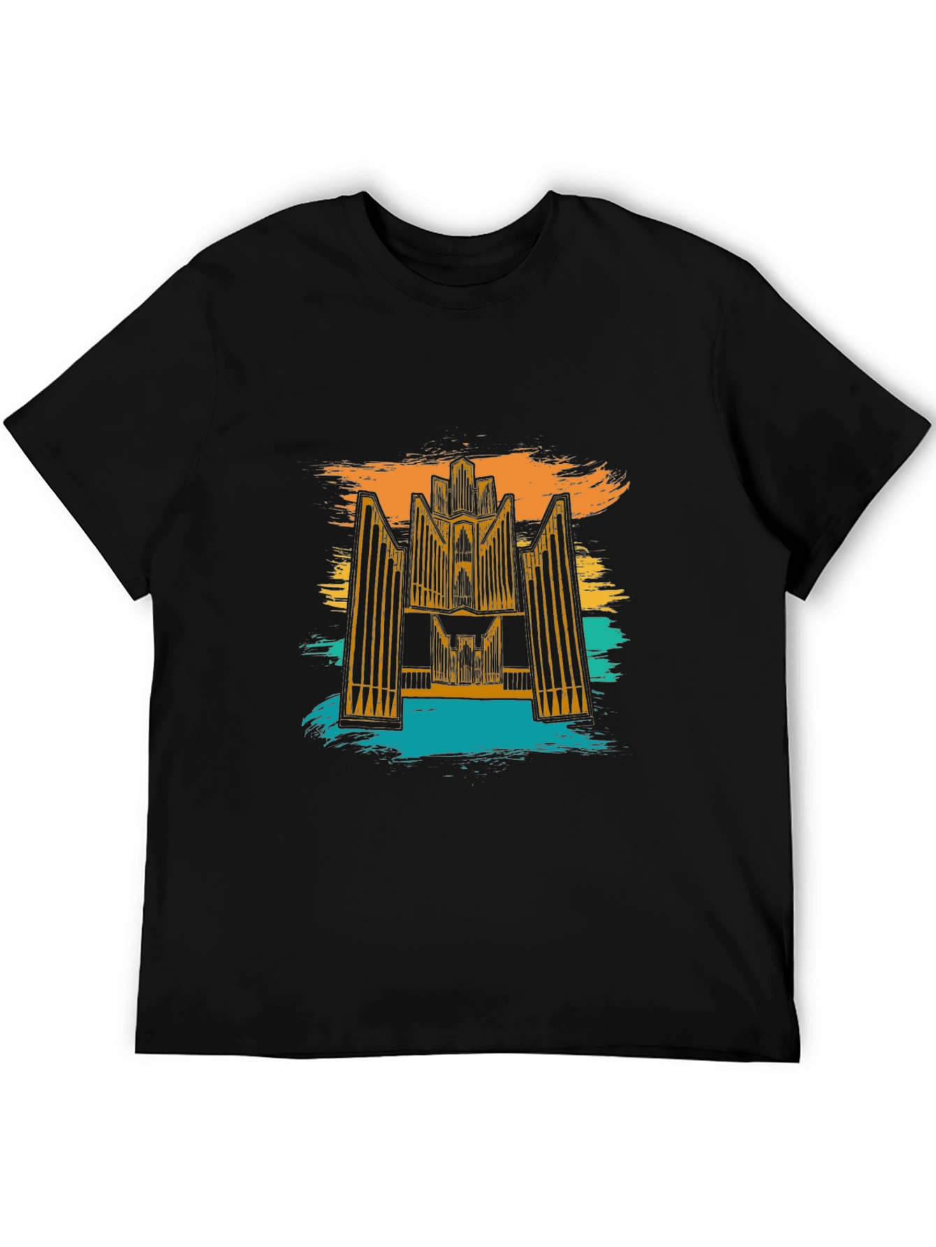Black Retro Organ Music T-Shirt view 5