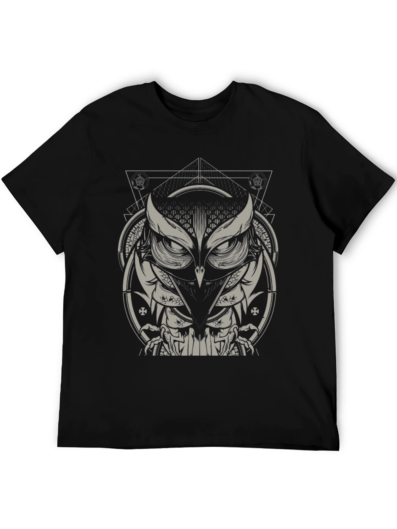 Black Owl Geometric Graphic Tee - Mens Black T-Shirt view 5