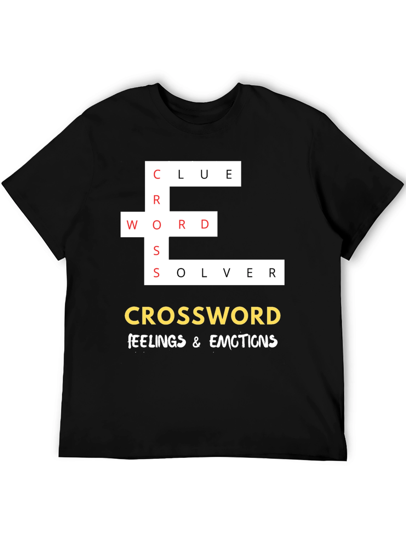 Black Crossword Puzzle T-Shirt - Feelings & Emotions view 5