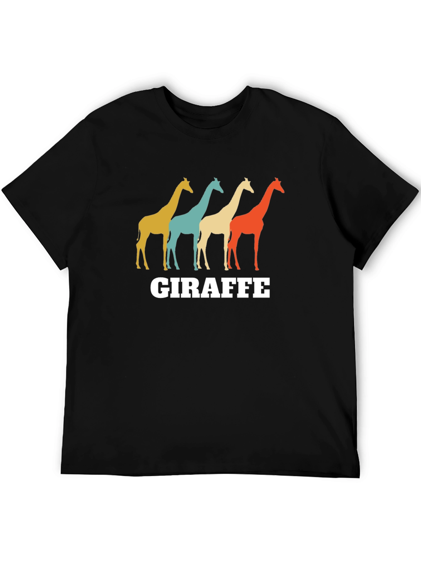 Black Retro Giraffe Graphic T-Shirt - Unisex Crew Neck view 5