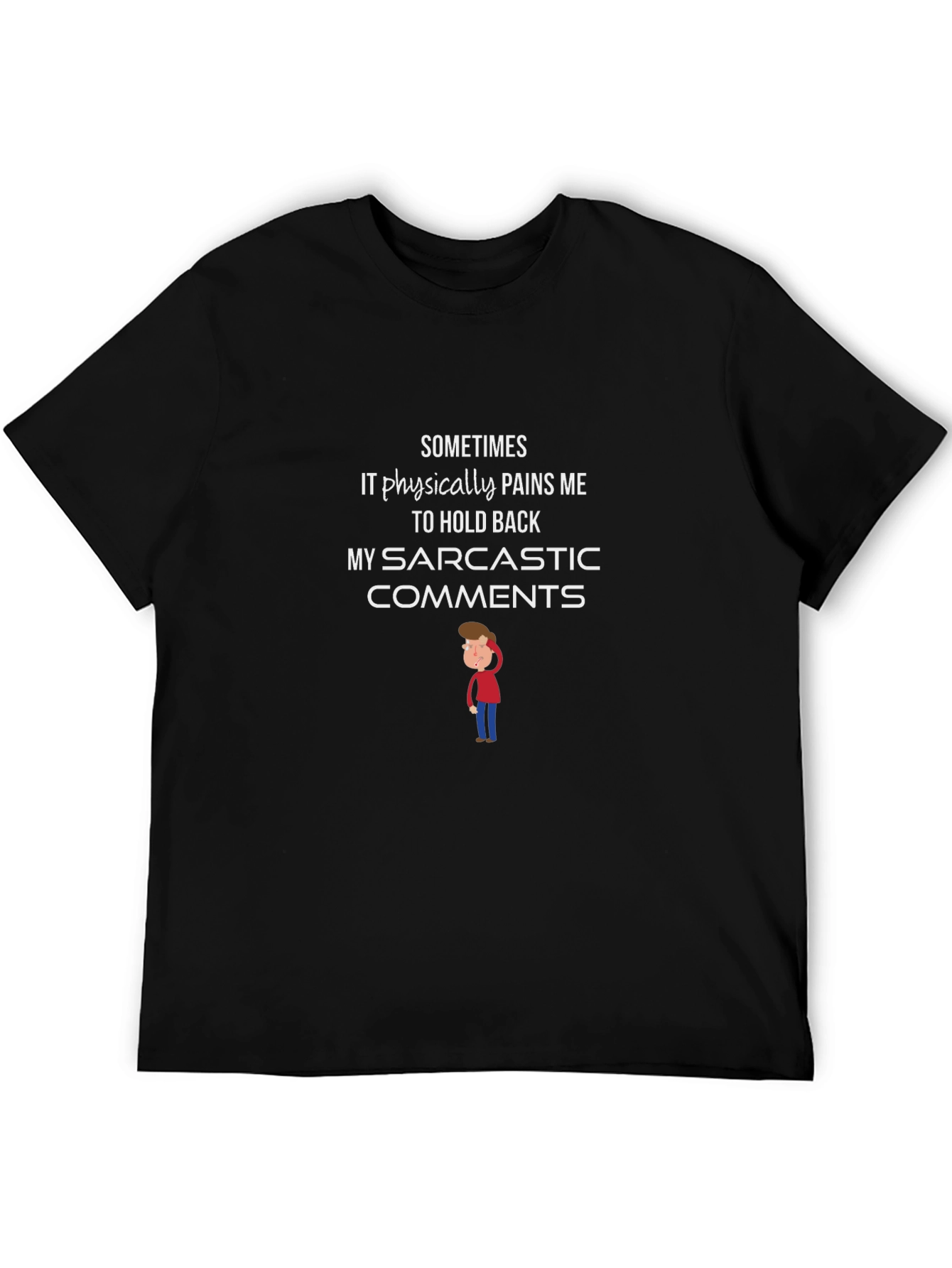 Black Sarcastic Comments Graphic T-Shirt - Black Cotton Tee view 5