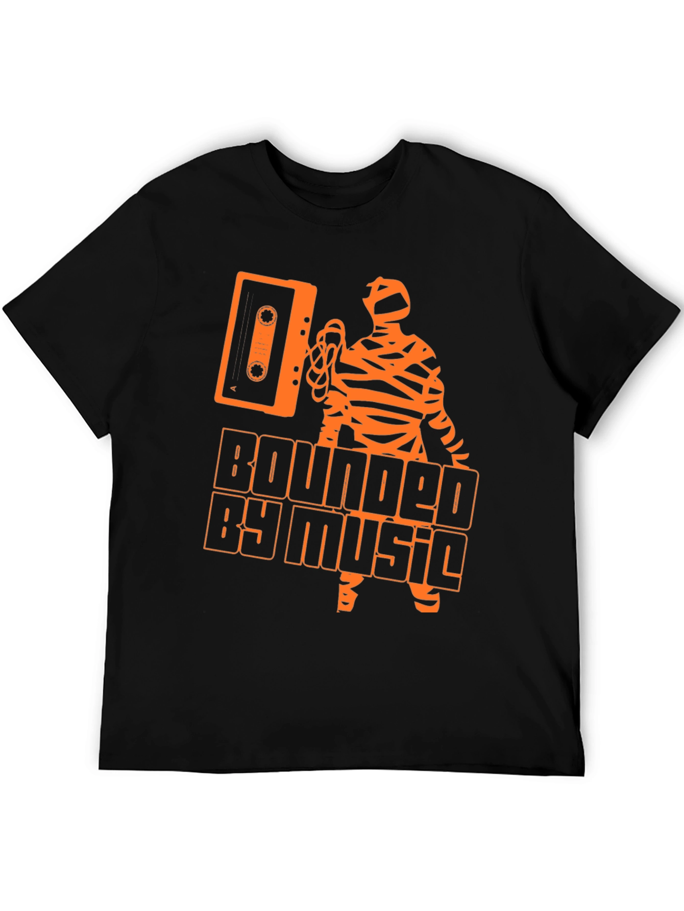 Black Bounded by Music Cassette Tape Mummy Graphic T-Shirt view 5