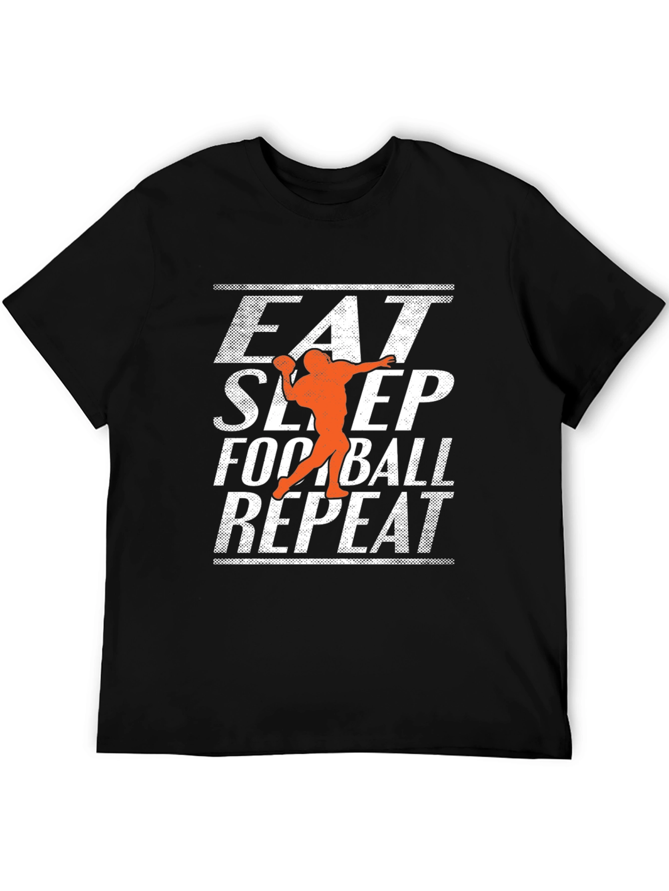 Black Eat Sleep Football Repeat Graphic Tee - Black Cotton T-Shirt view 5