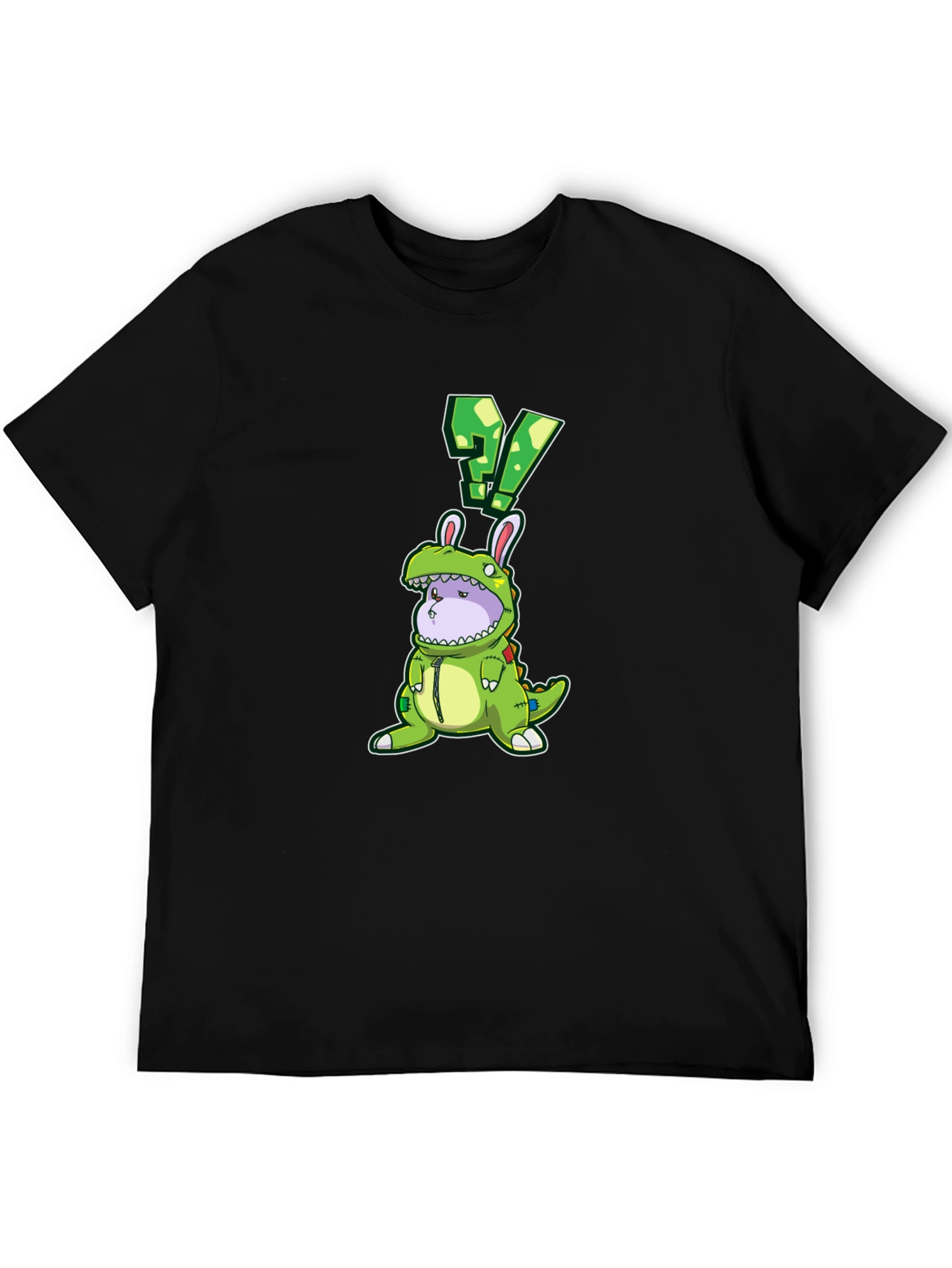 Black Dino Bunny Costume Graphic Tee - Quirky Novelty Design view 5