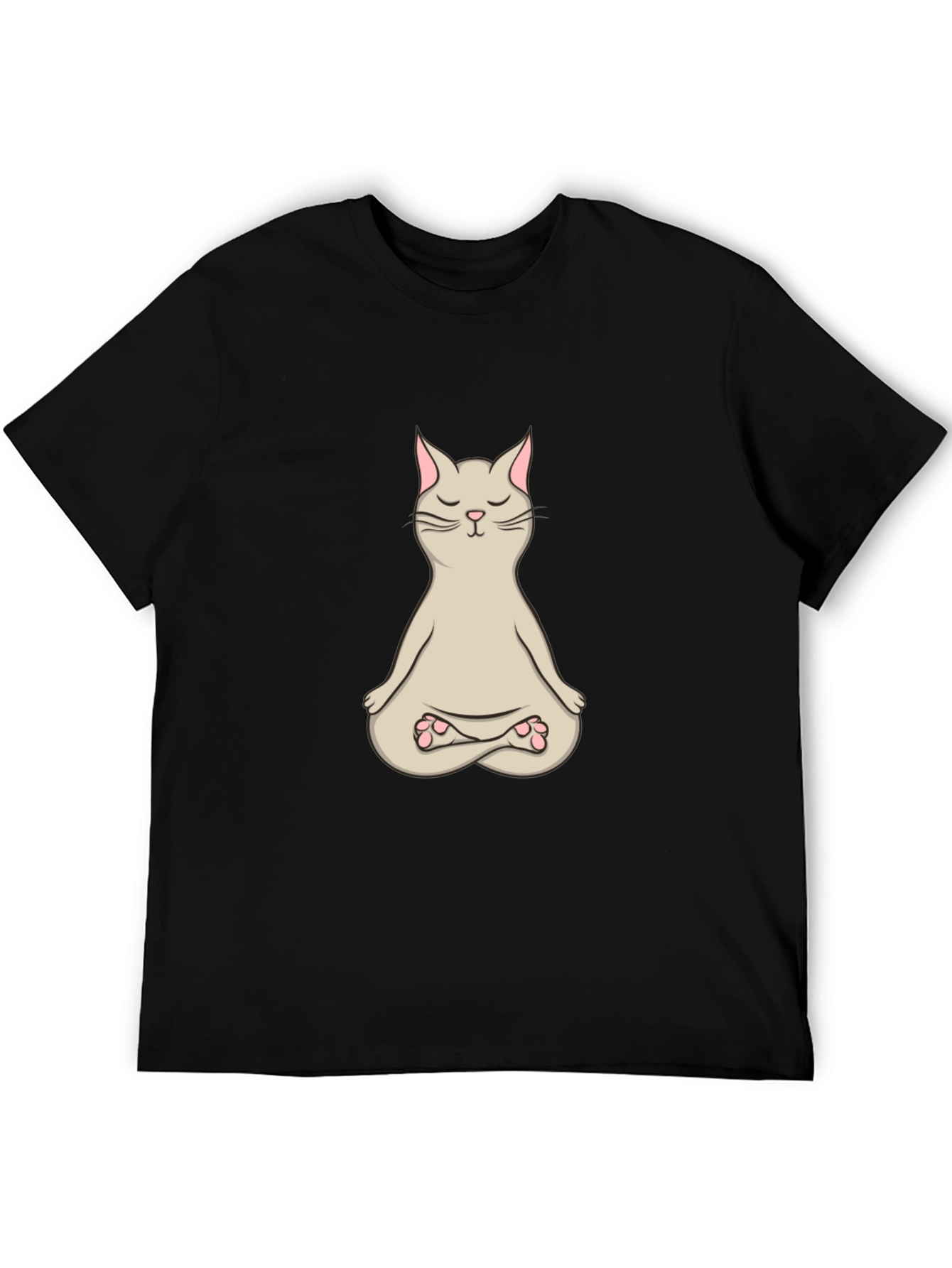 Black Zen Cat T-Shirt - Meditating Feline Design view 5
