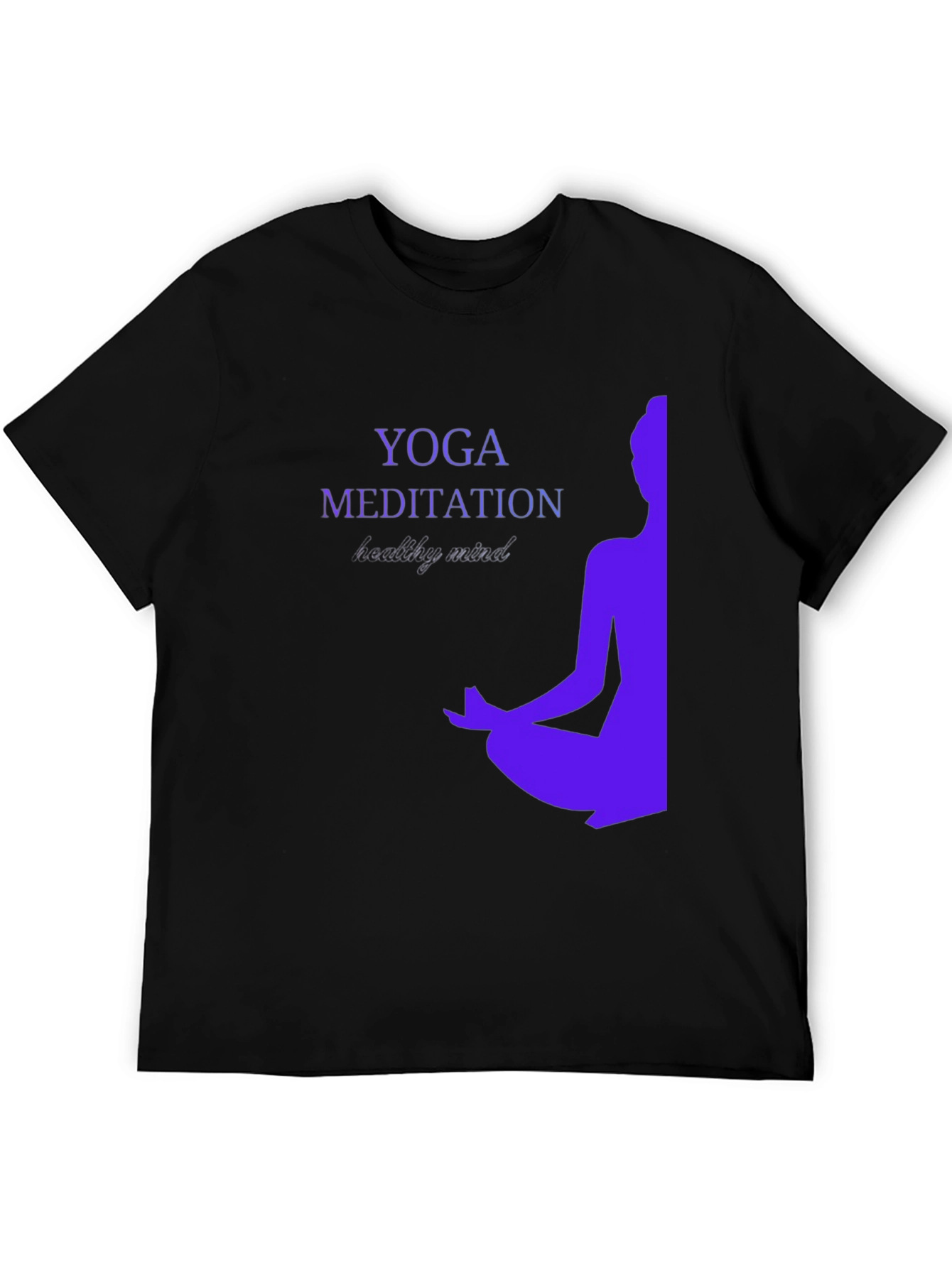 Black Yoga Meditation T-Shirt - Healthy Mind Design view 5
