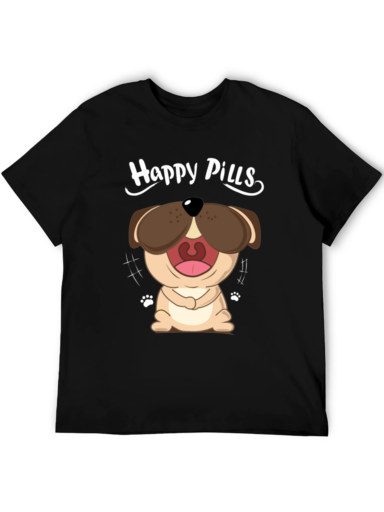 Black Happy Pills Dog Graphic T-Shirt - Black Cotton Tee view 5