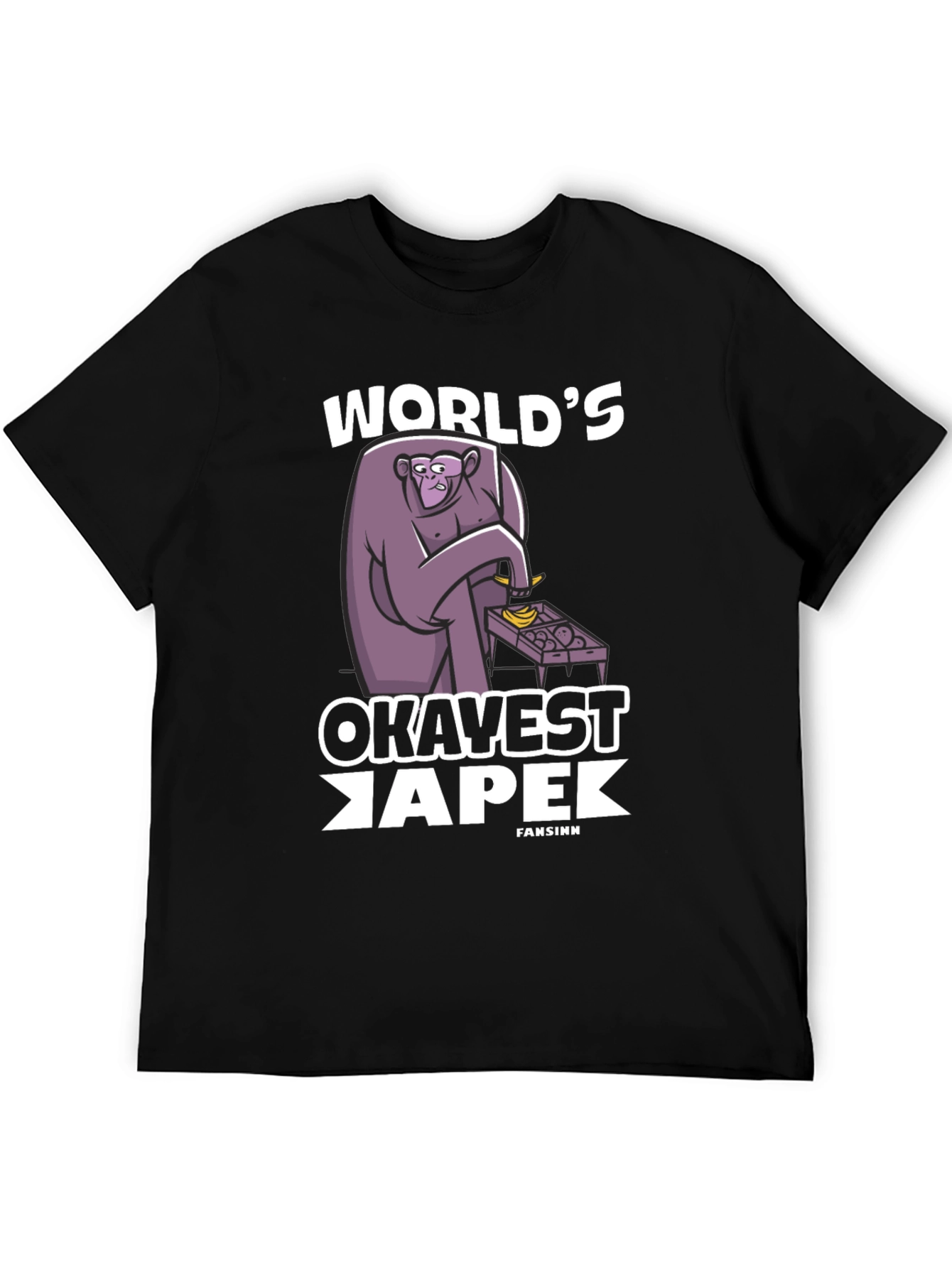 Black World's Okavest Ape T-Shirt - Funny Monkey Tee view 5