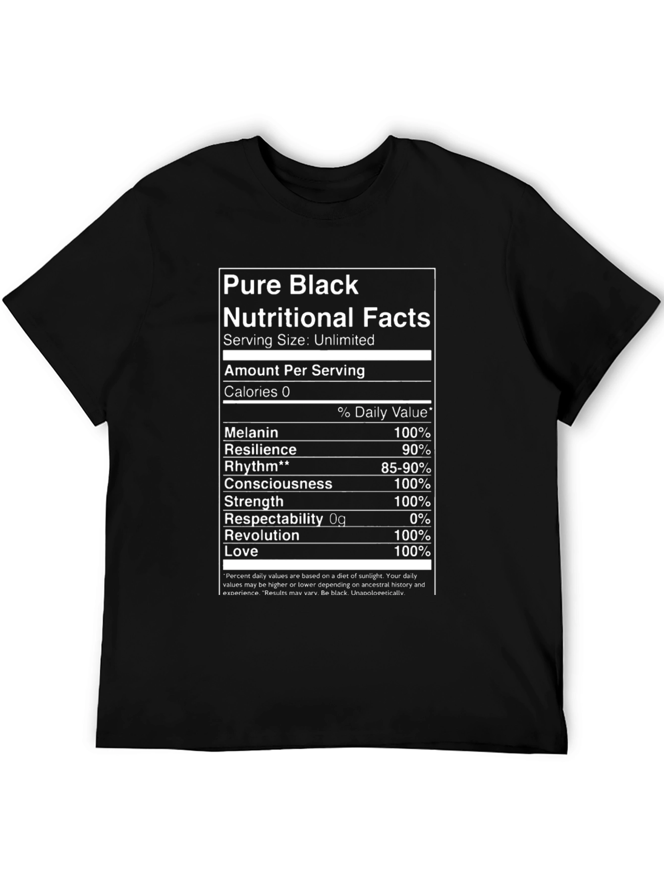 Pure Black Nutritional Facts T-Shirt - 5