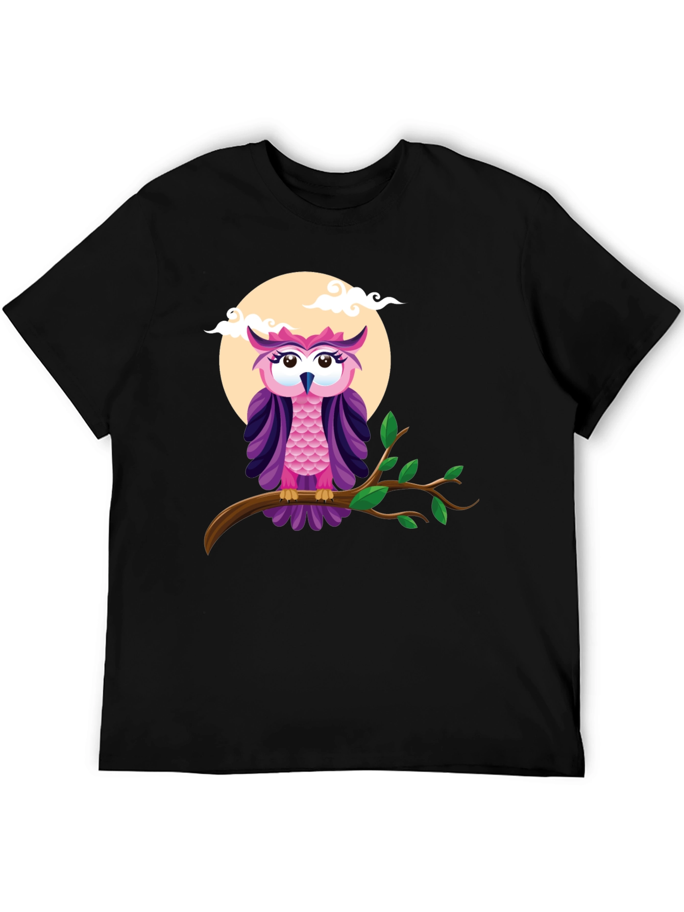 Black Owl on Branch Graphic Tee - Black view 5