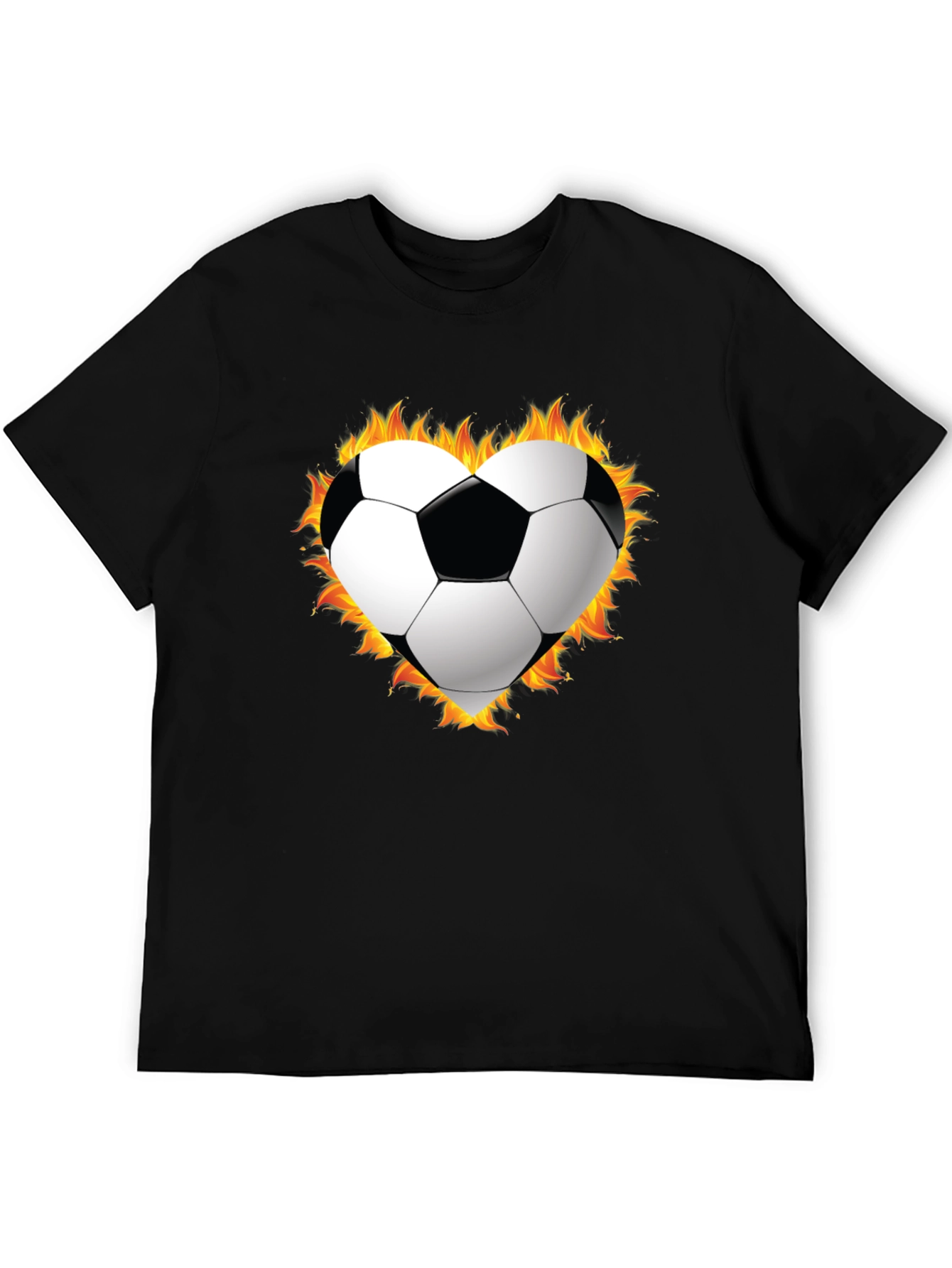 Black Fiery Soccer Heart T-Shirt view 5