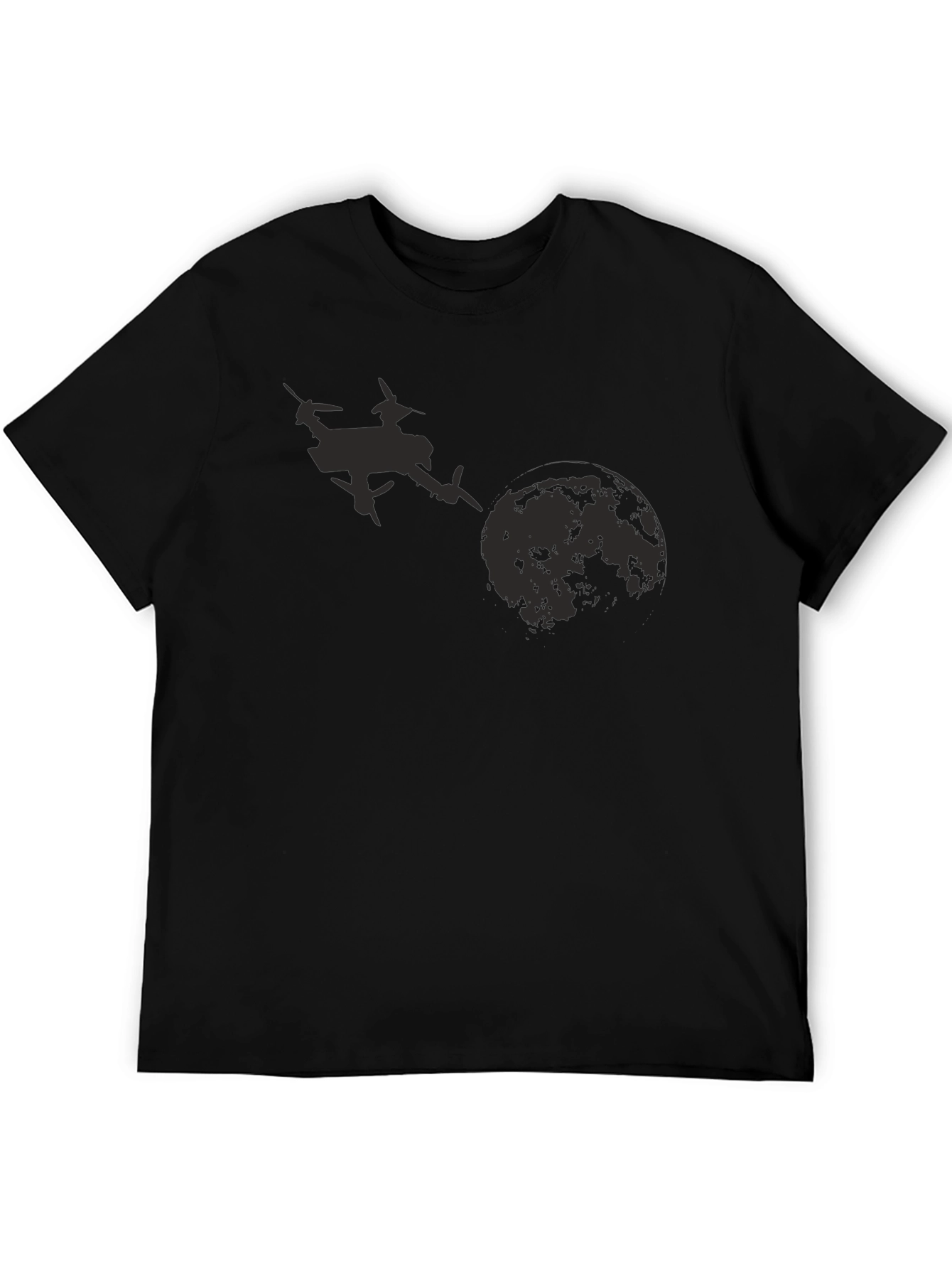 Black Drone Moon Graphic Tee - Black Cotton T-Shirt view 5