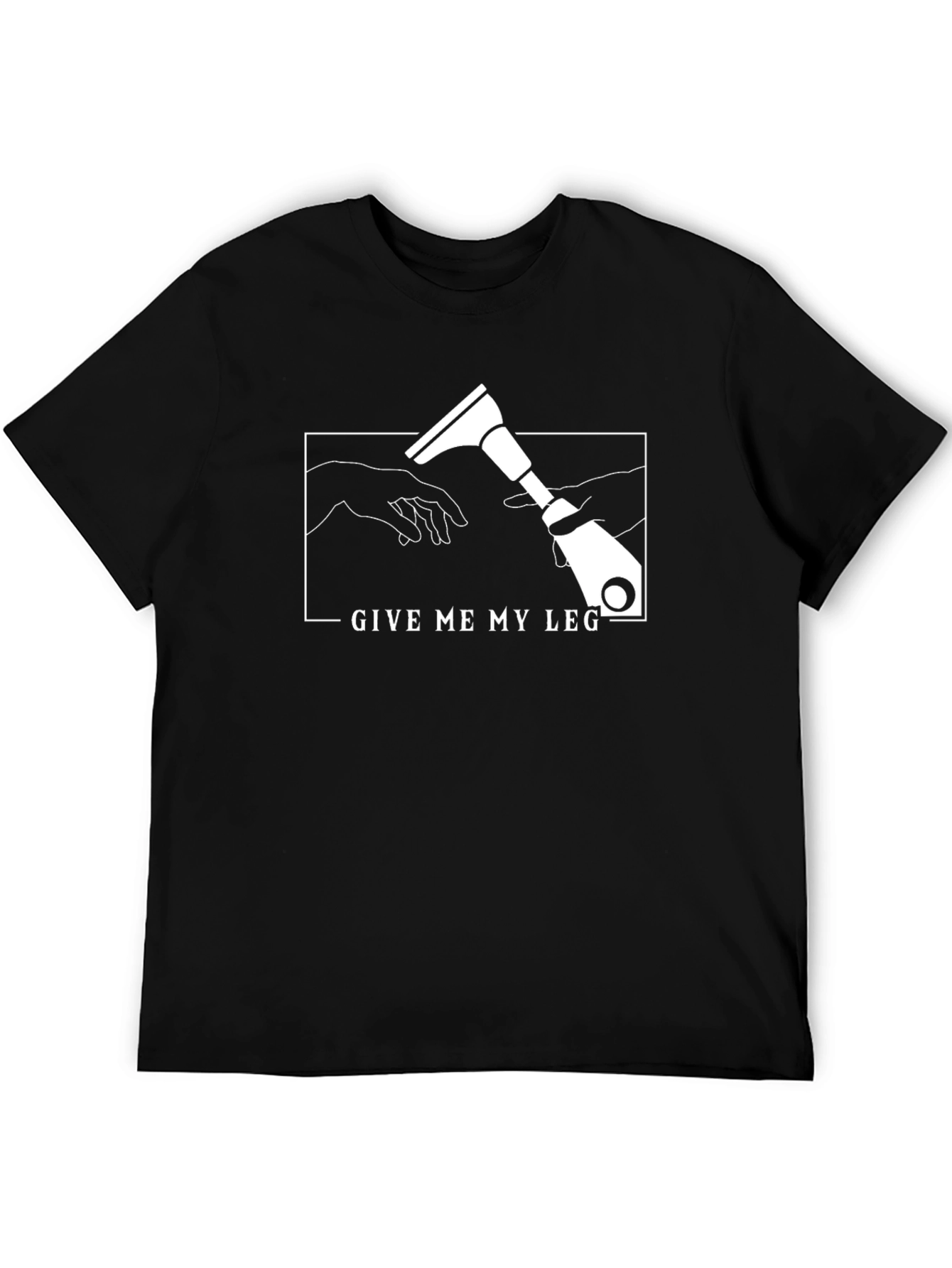 Black Give Me My Leg Funny T-Shirt view 5