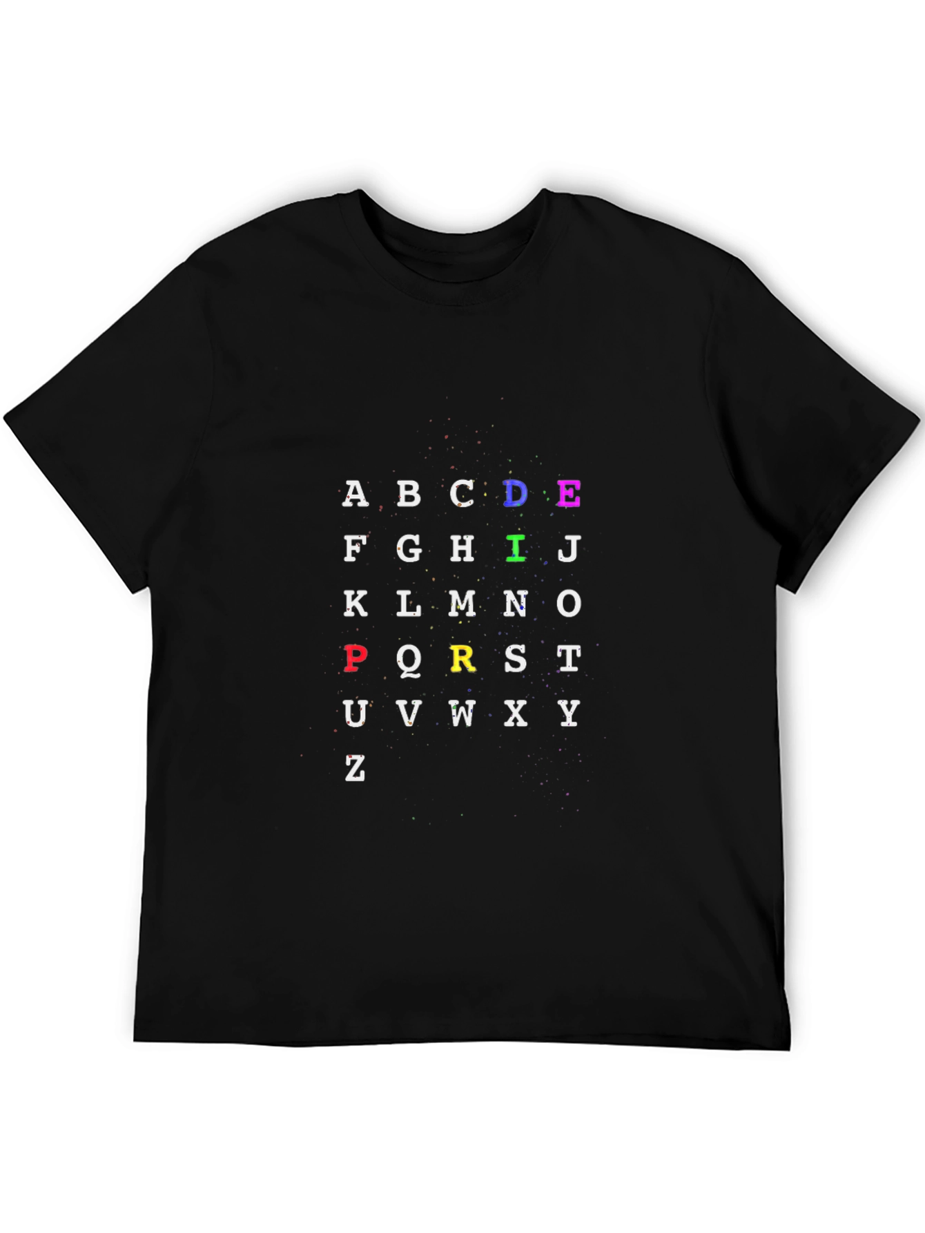 Black Alphabet Rainbow T-Shirt - Fun Colorful Design view 5