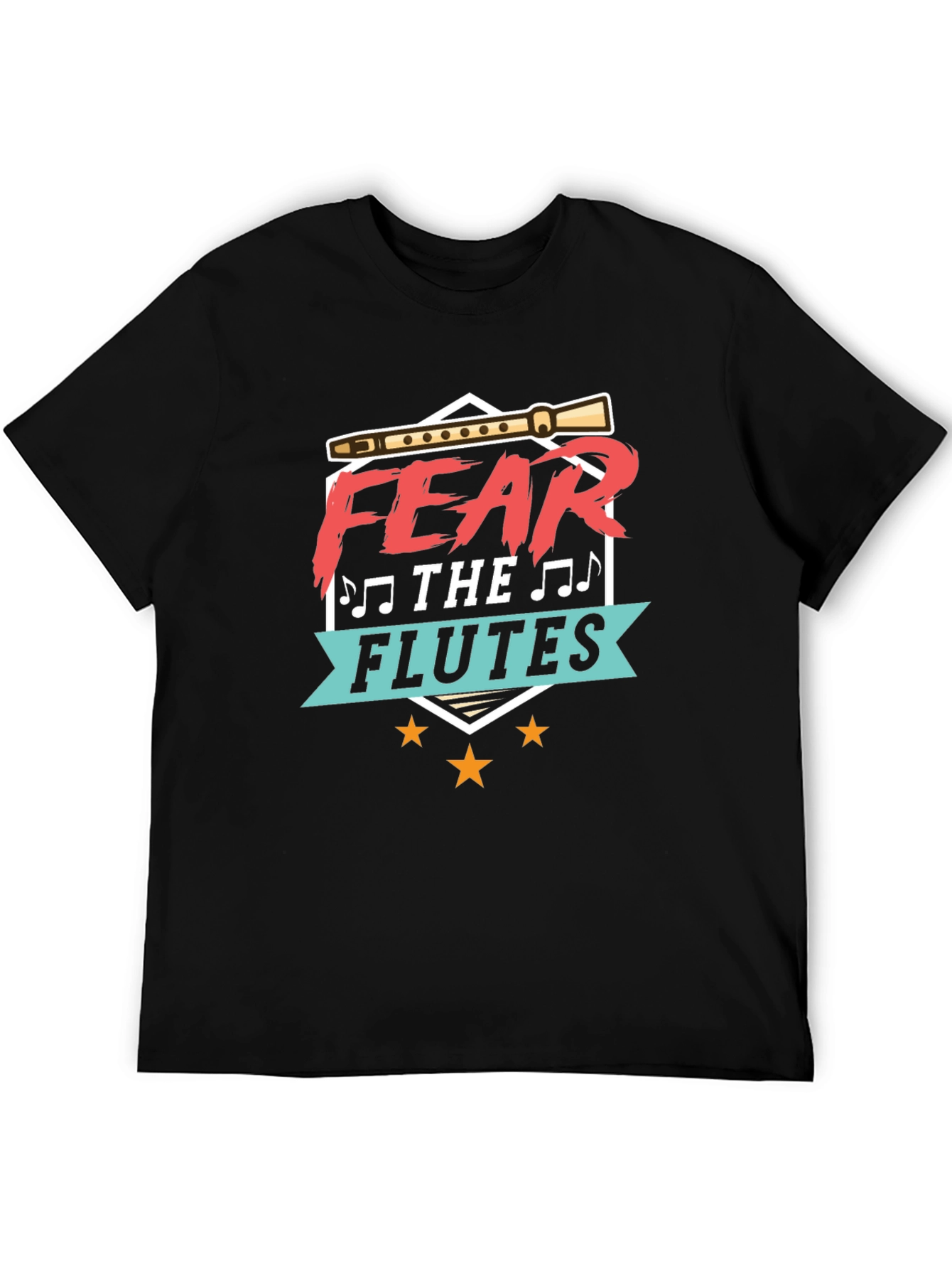 Black Fear the Flutes Graphic Tee - Funny Musician T-Shirt view 5
