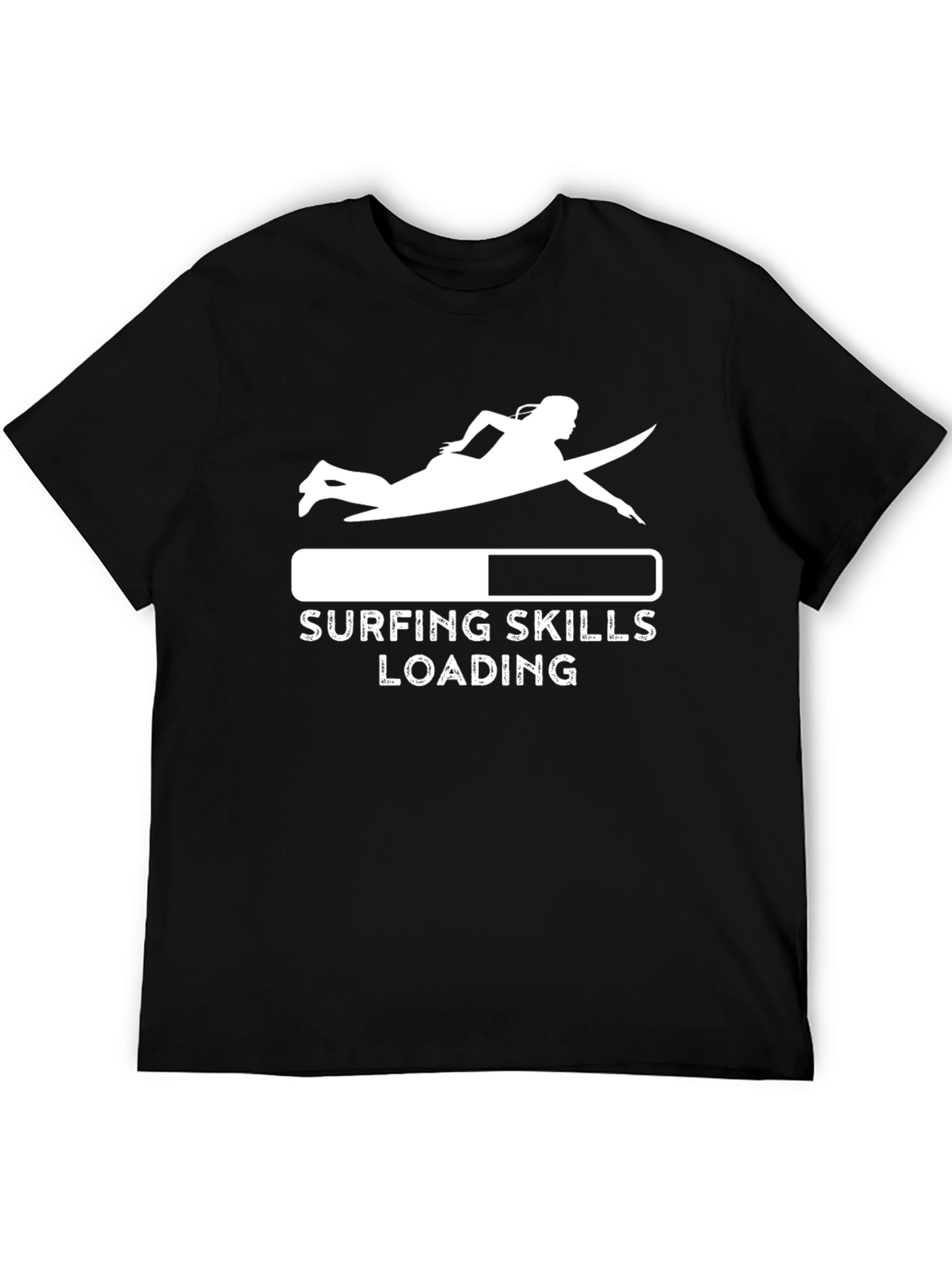 Black Surfing Skills Loading T-Shirt - Black Cotton Tee view 5