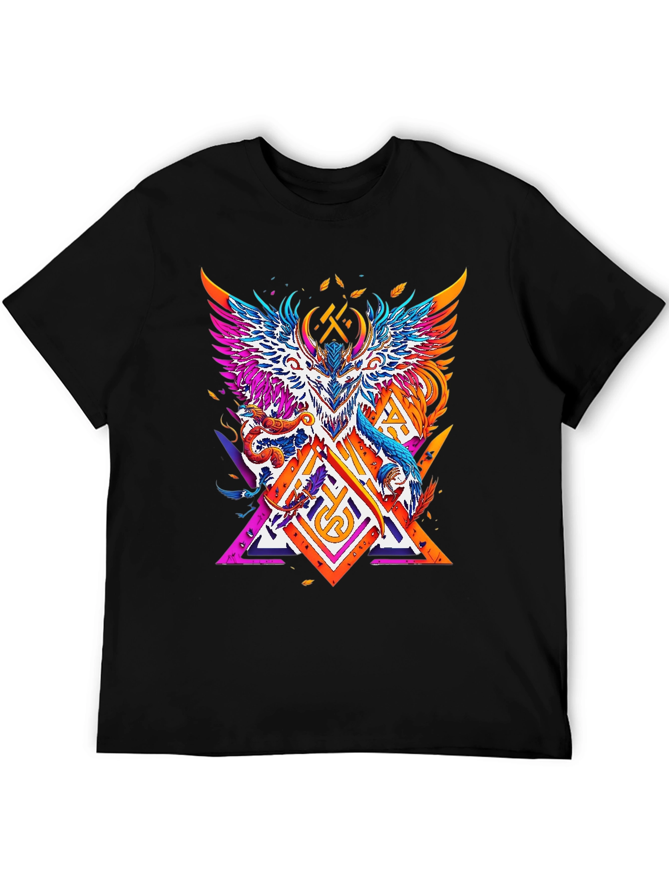 Black Vibrant Mythical Creature Graphic Tee - Black view 5