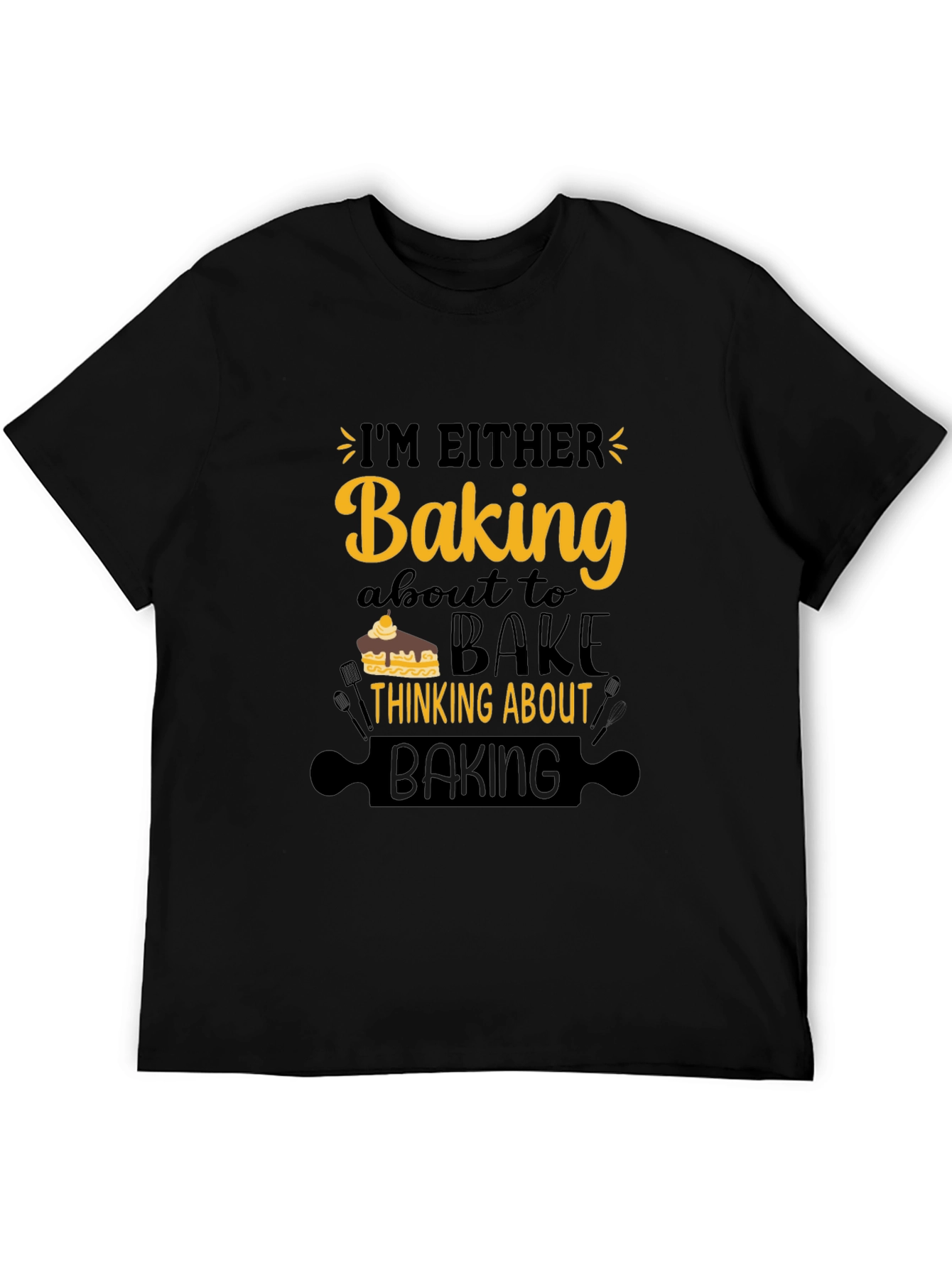 Black Baking Theme T-Shirt - I'm Either Baking Design view 5