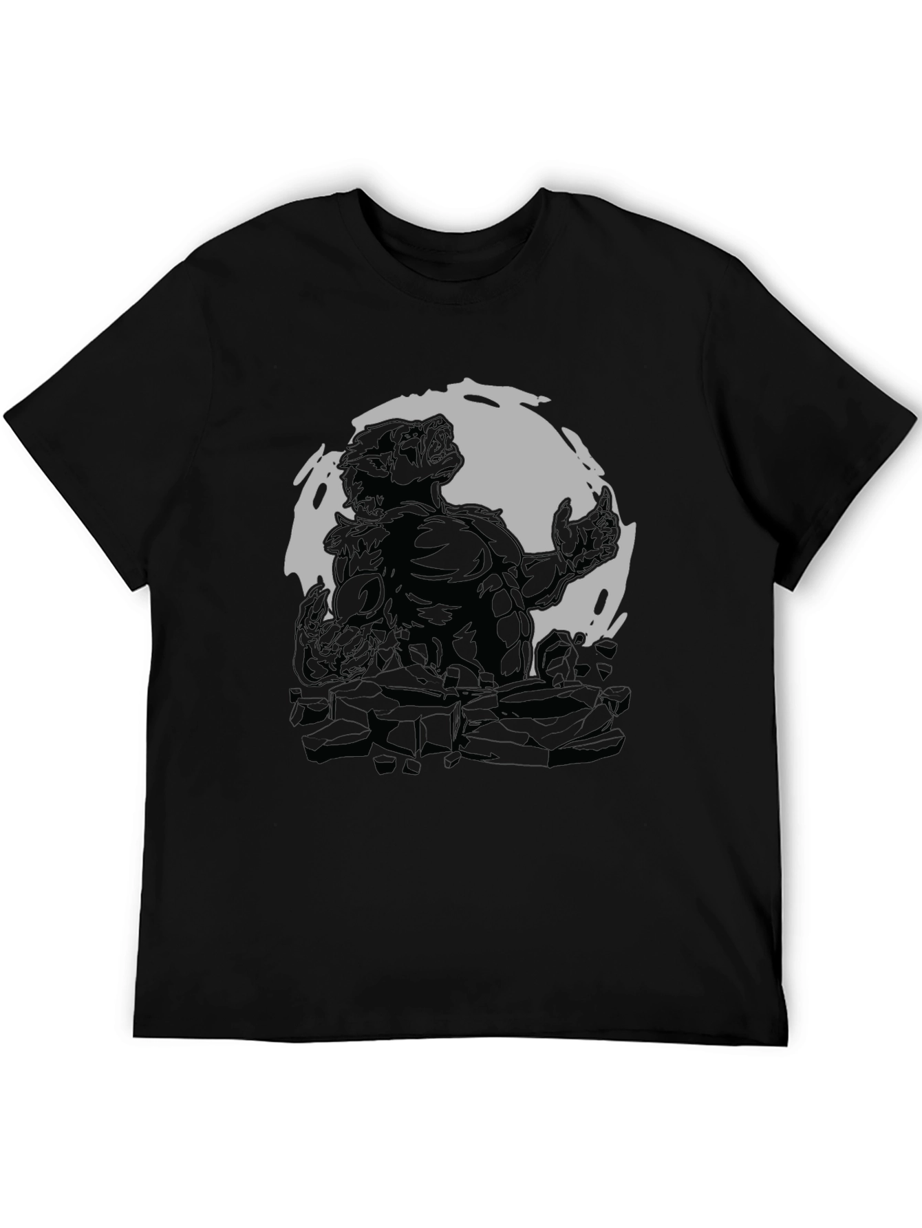 Black Werewolf Moon Graphic Tee - Black Cotton Blend view 5