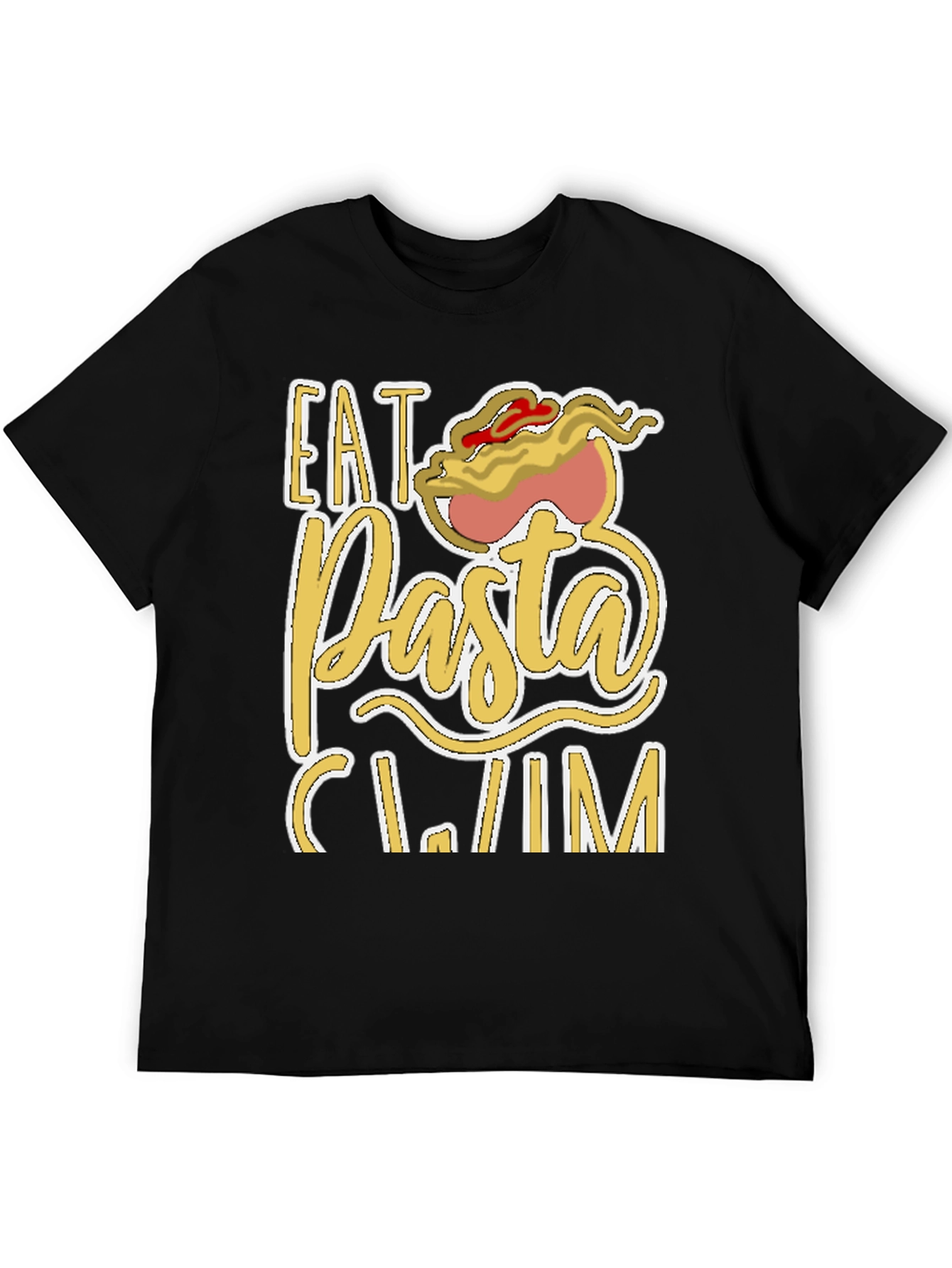 Black Eat Pasta Swim T-Shirt Funny Foodie Tee view 5