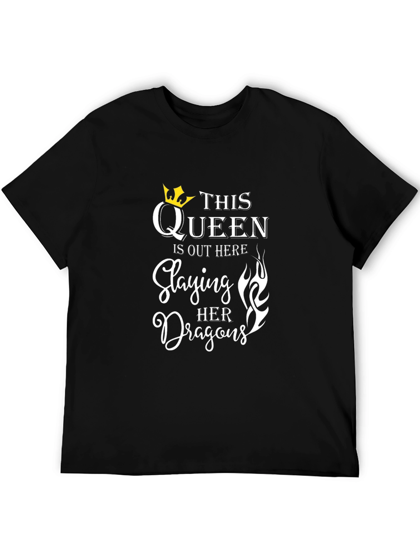 Black Queen Slaying Dragons T-Shirt - Black view 5