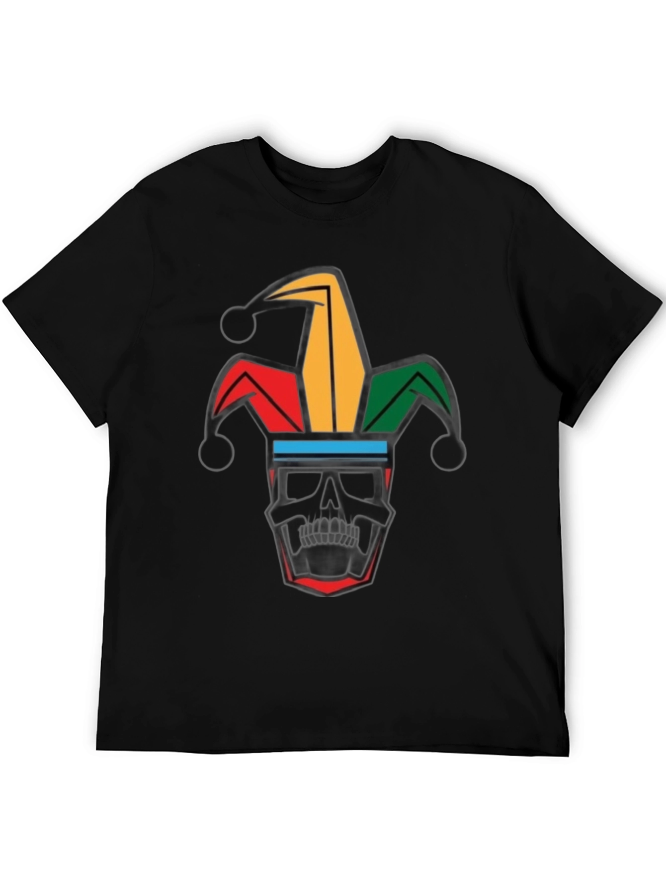 Black Jester Skull Graphic Tee - Black Cotton Shirt view 5