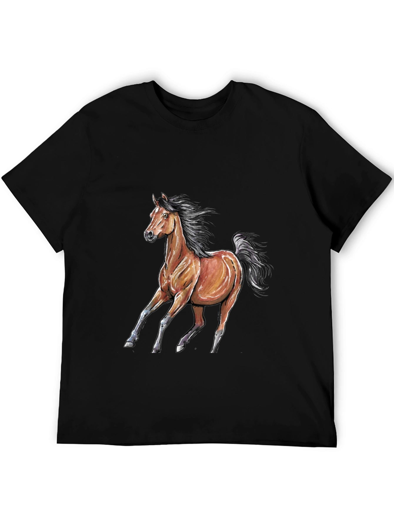 Black Horse Graphic Tee - Black Cotton Blend view 5