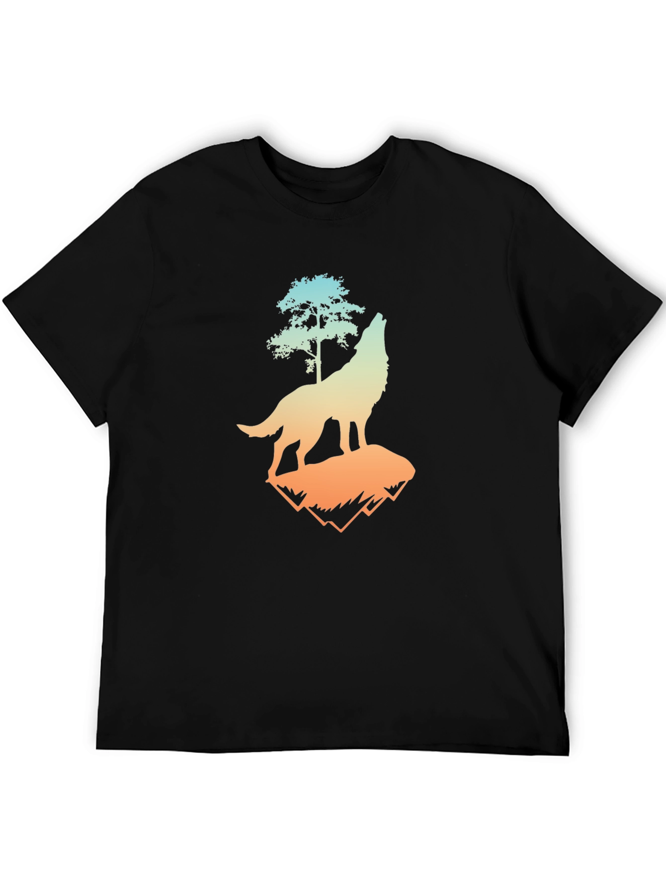 Black Wolf Tree Graphic Tee - Men's Black T-Shirt view 5