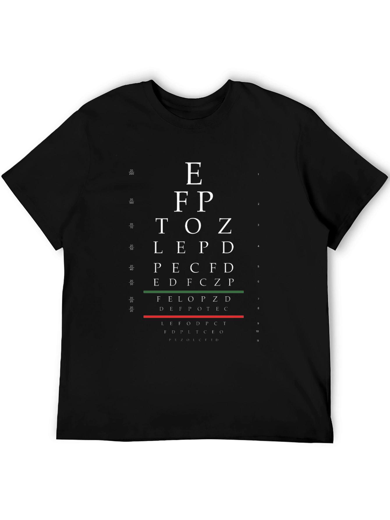 Black Eye Test Chart T-Shirt - Vision Exam Graphic Tee view 5